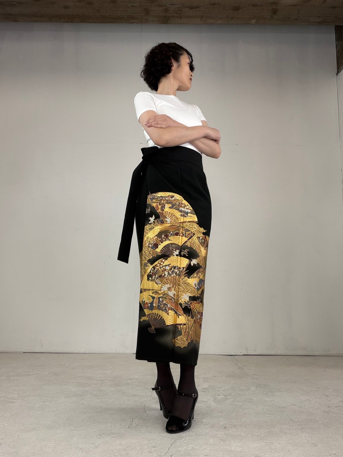 EDO-ZUMA SKIRT UPCYCLED FROM JAPANESE KIMONO "EDO033"