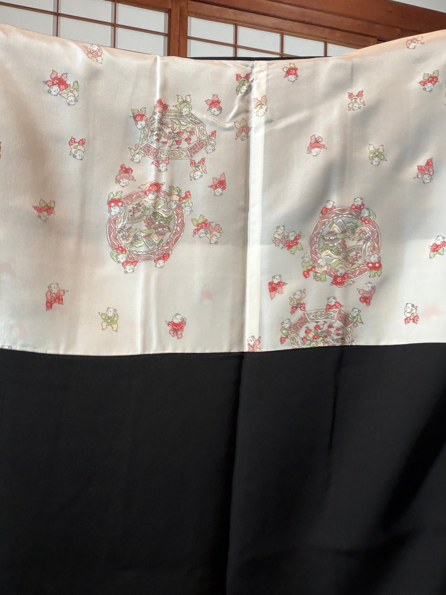VINTAGE BLACK HAORI  "aka, ougi, BLK199"