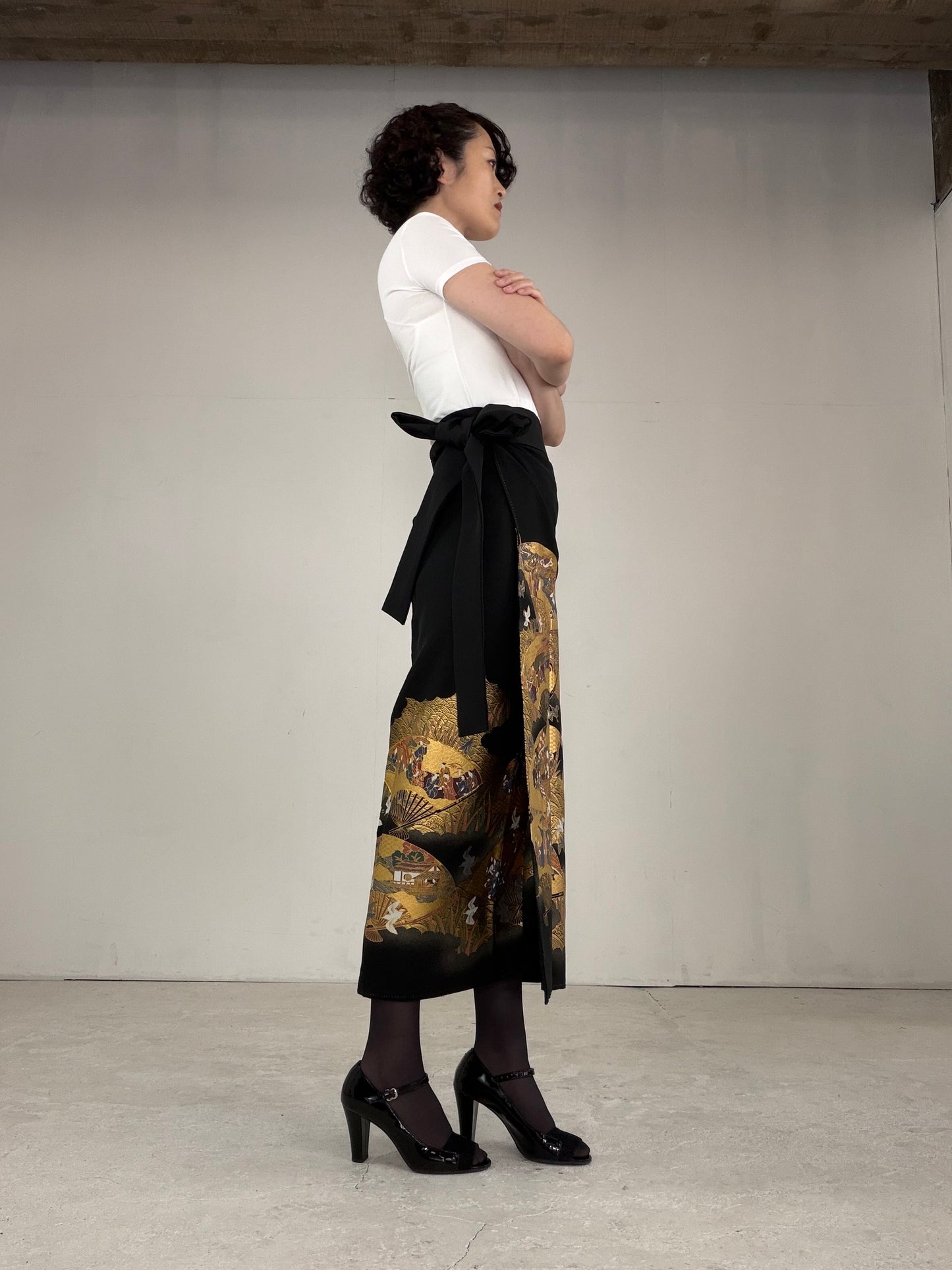 EDO-ZUMA SKIRT UPCYCLED FROM JAPANESE KIMONO "EDO033"