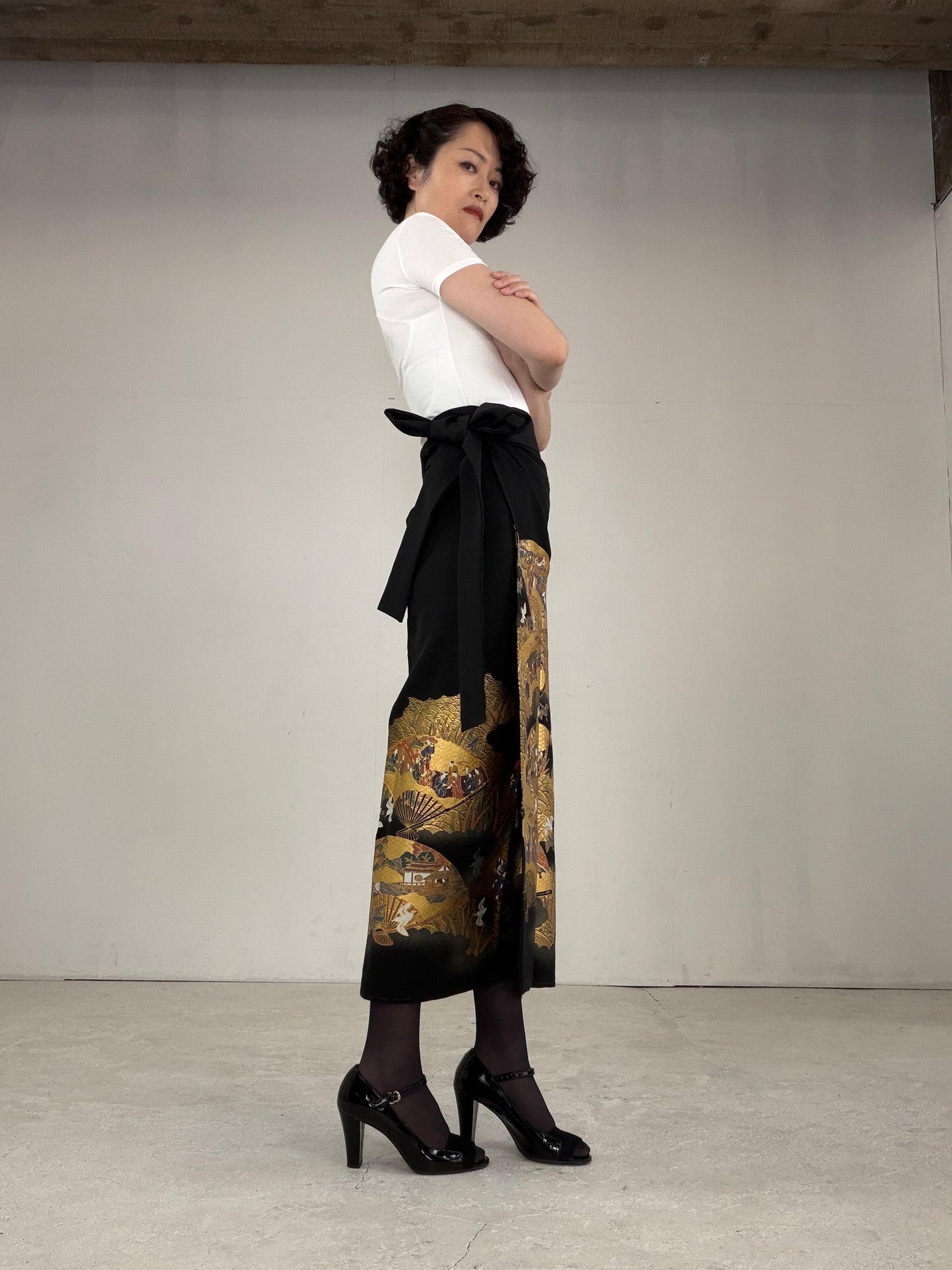 EDO-ZUMA SKIRT UPCYCLED FROM JAPANESE KIMONO "EDO033"