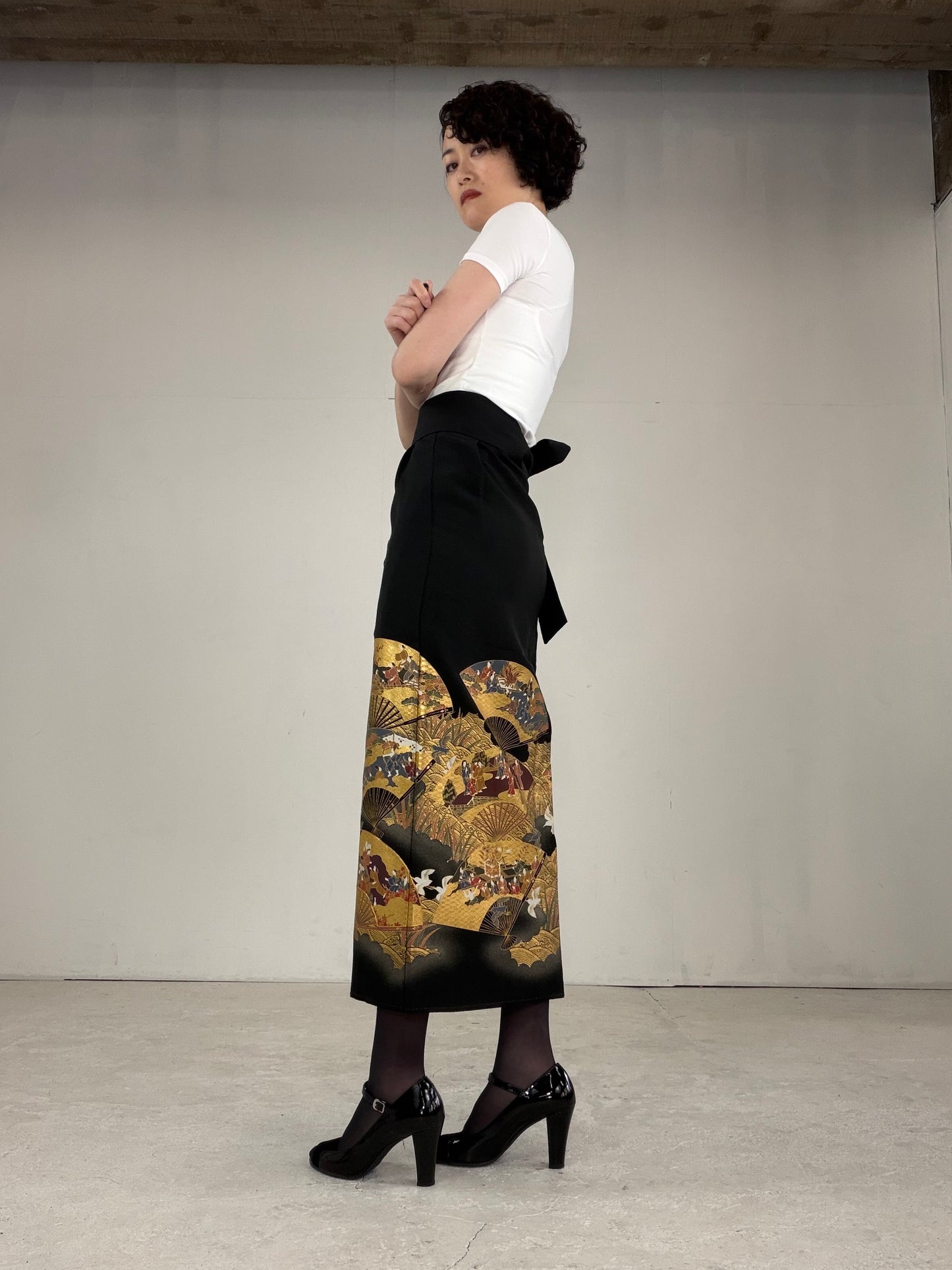 EDO-ZUMA SKIRT UPCYCLED FROM JAPANESE KIMONO "EDO033"