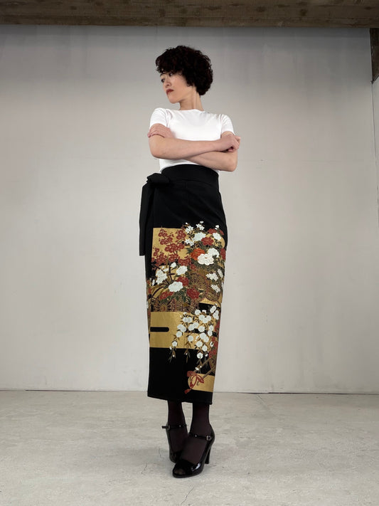 EDO-ZUMA SKIRT UPCYCLED FROM JAPANESE KIMONO "EDO032"