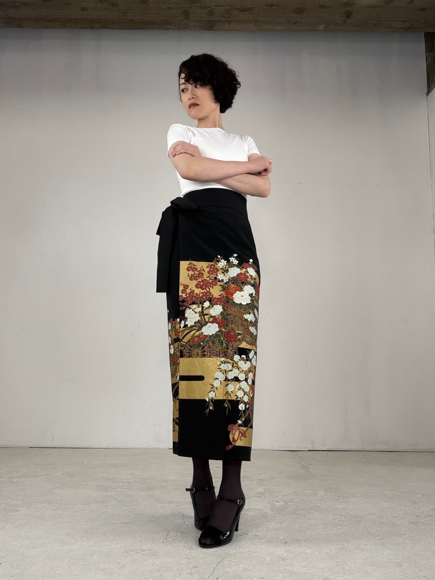 EDO-ZUMA SKIRT UPCYCLED FROM JAPANESE KIMONO "EDO032"