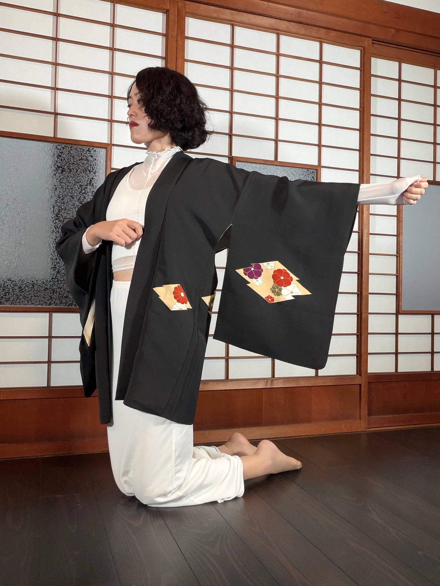 VINTAGE BLACK HAORI  "hisi, hana, BLK202"