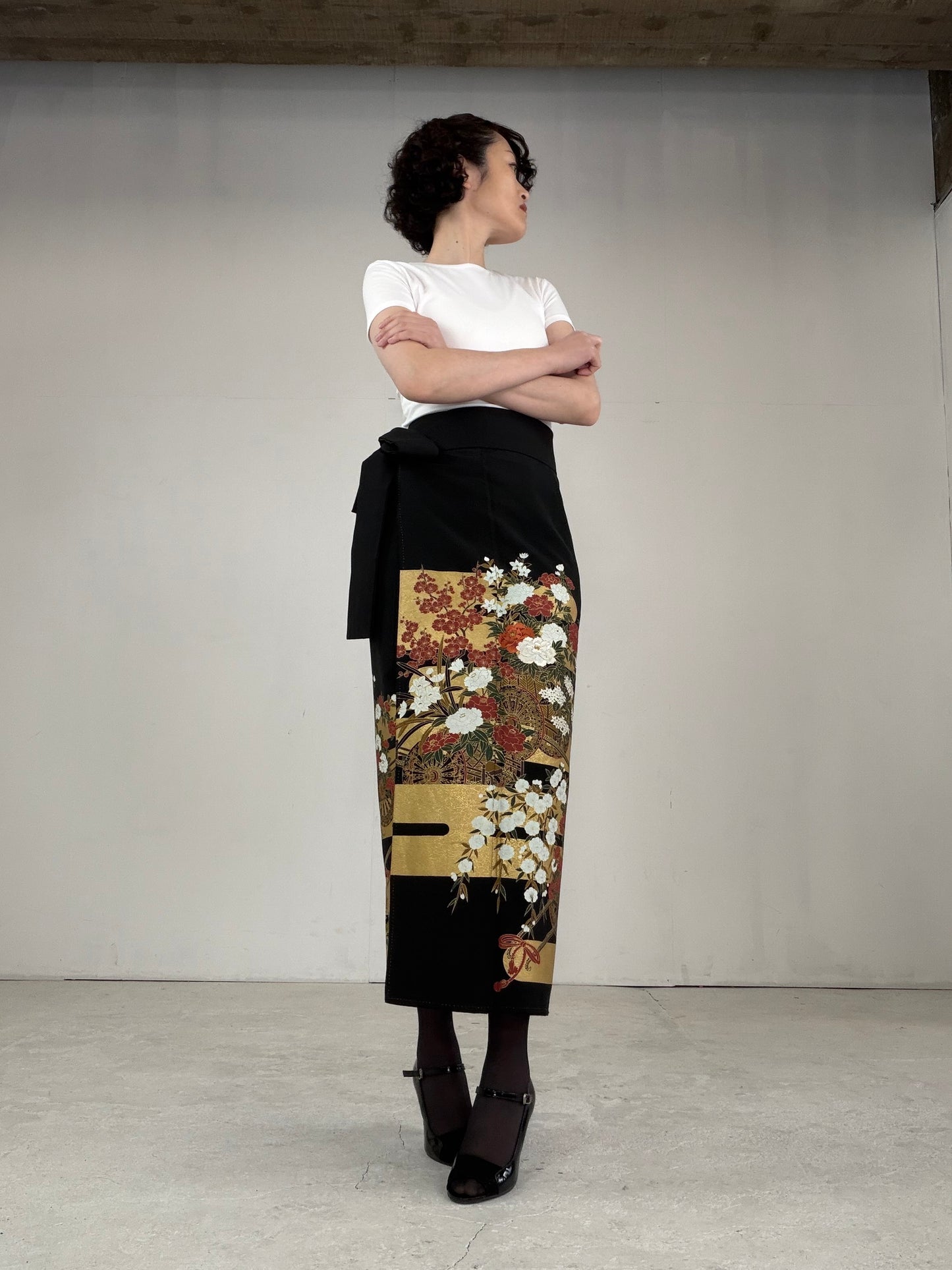 EDO-ZUMA SKIRT UPCYCLED FROM JAPANESE KIMONO "EDO032"