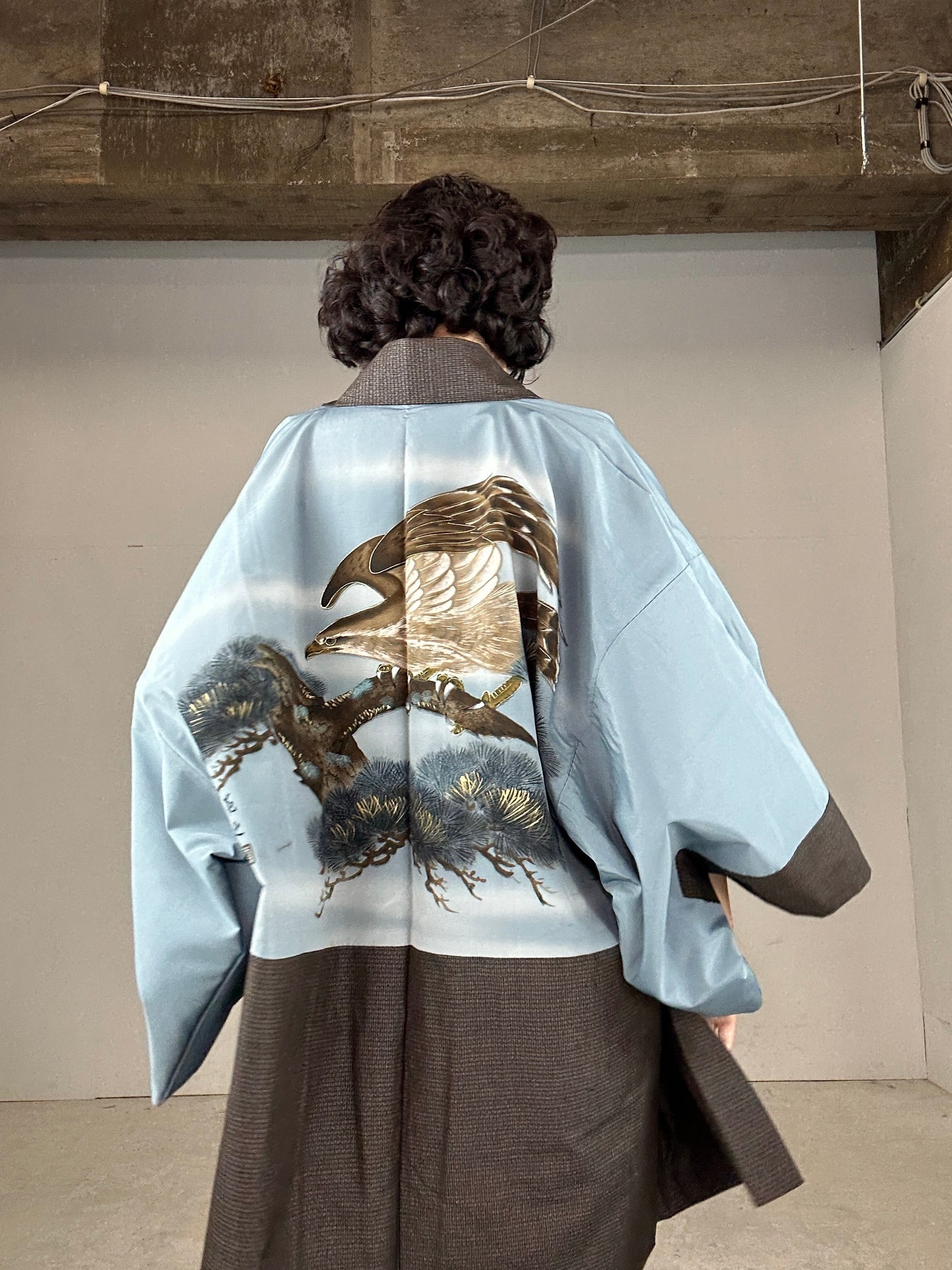 VINTAGE KAWAII HAORI oversized  "Tsumugi eagle"