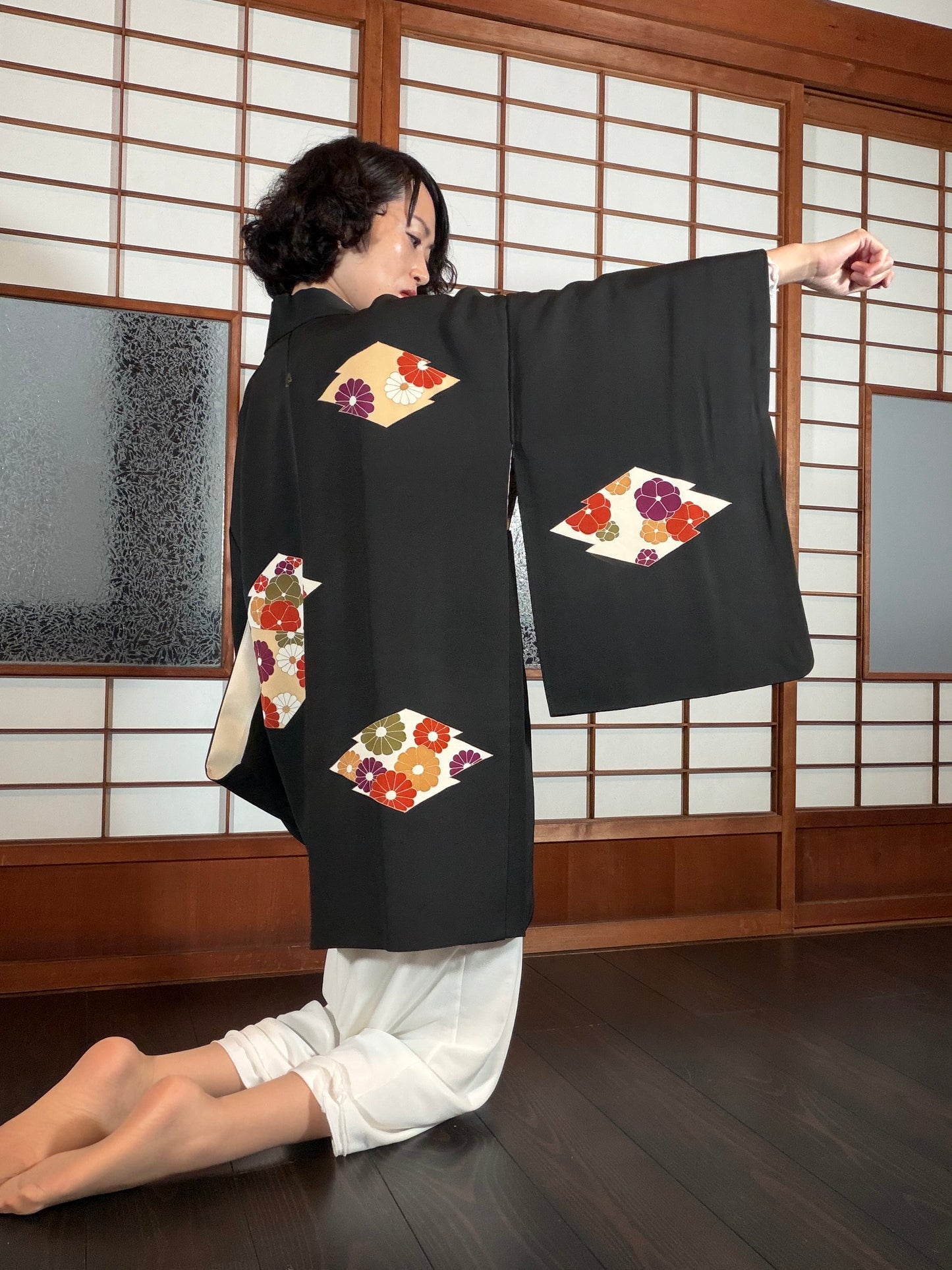VINTAGE BLACK HAORI  "hisi, hana, BLK202"
