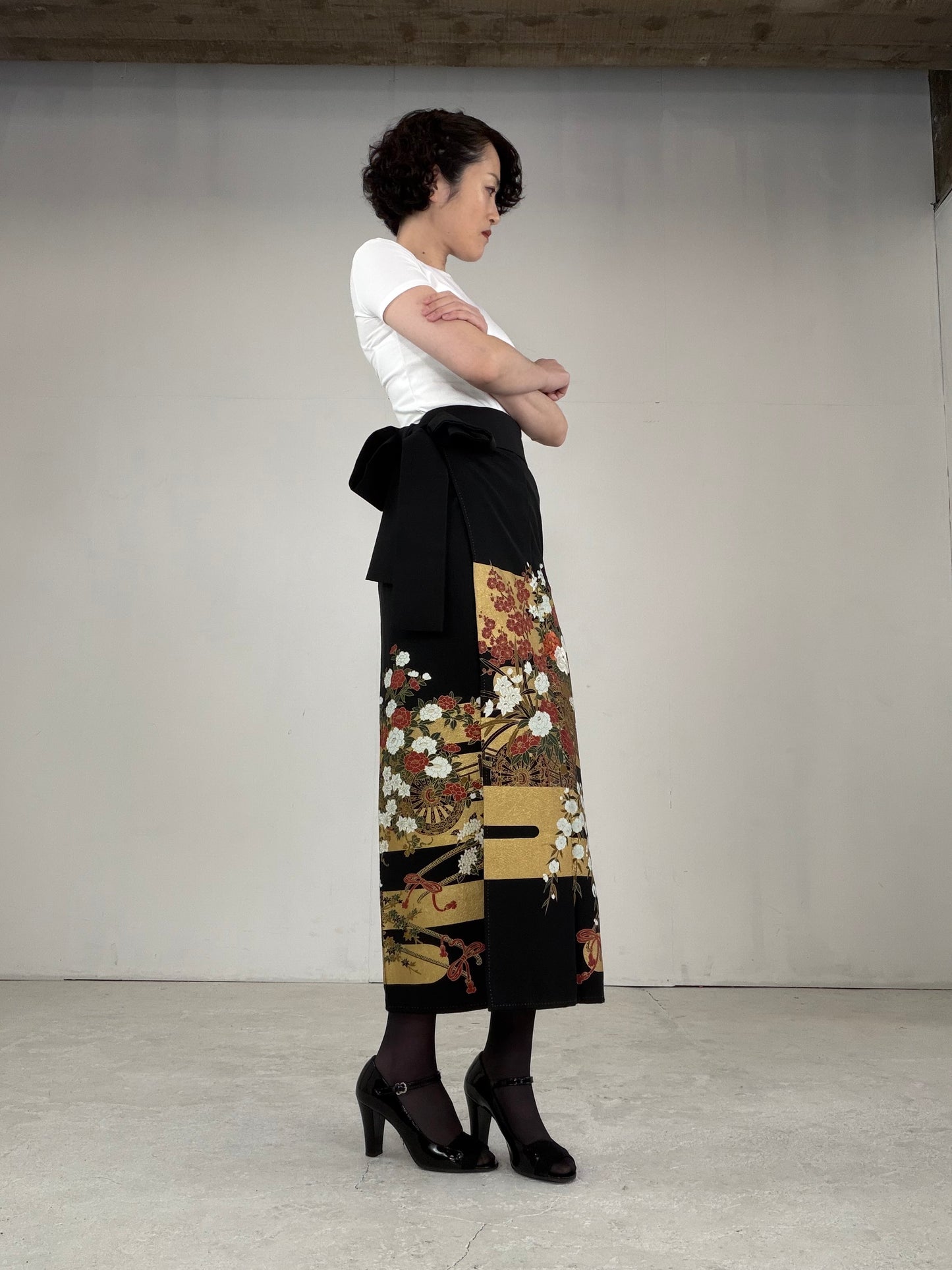 EDO-ZUMA SKIRT UPCYCLED FROM JAPANESE KIMONO "EDO032"