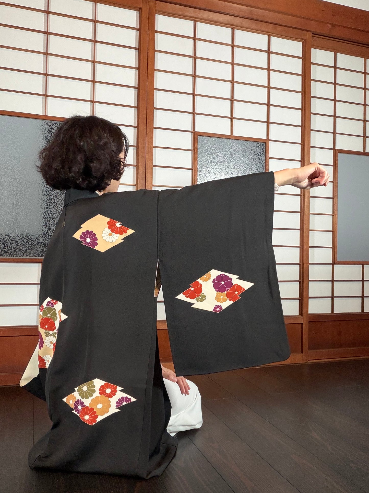 VINTAGE BLACK HAORI  "hisi, hana, BLK202"