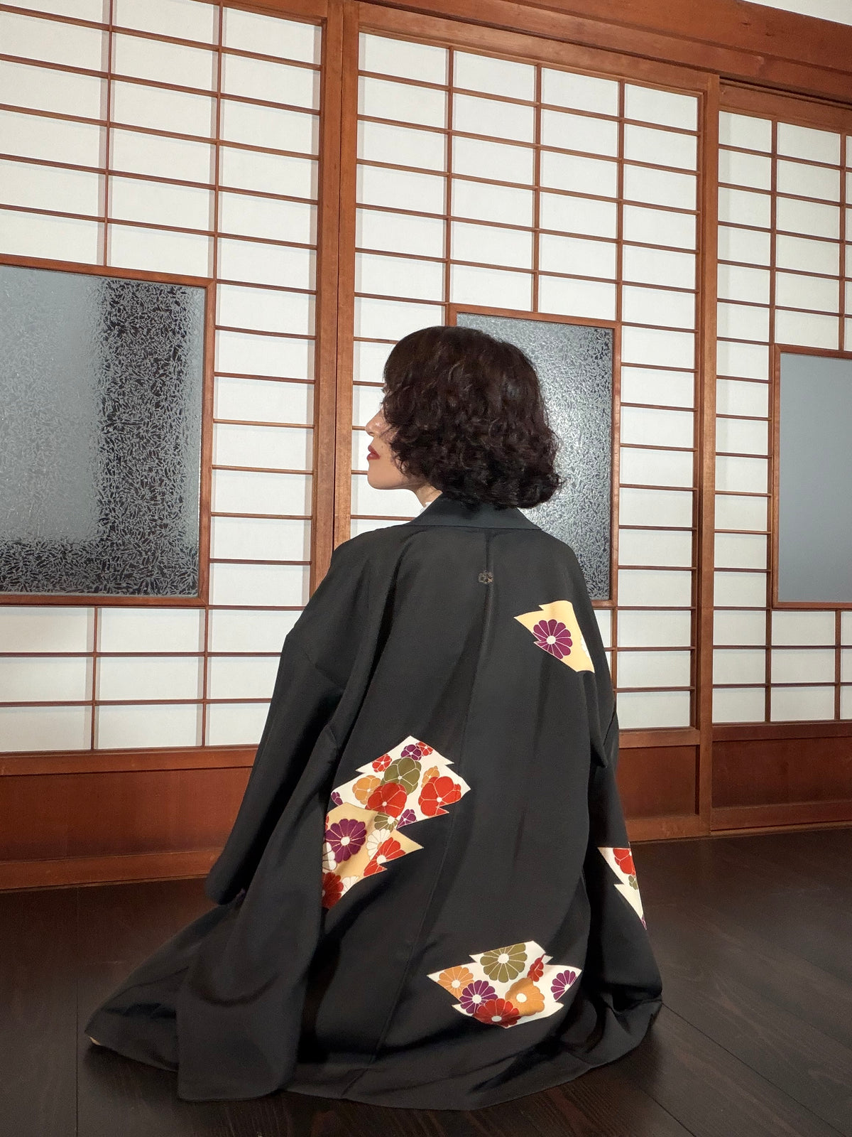 VINTAGE BLACK HAORI  "hisi, hana, BLK202"
