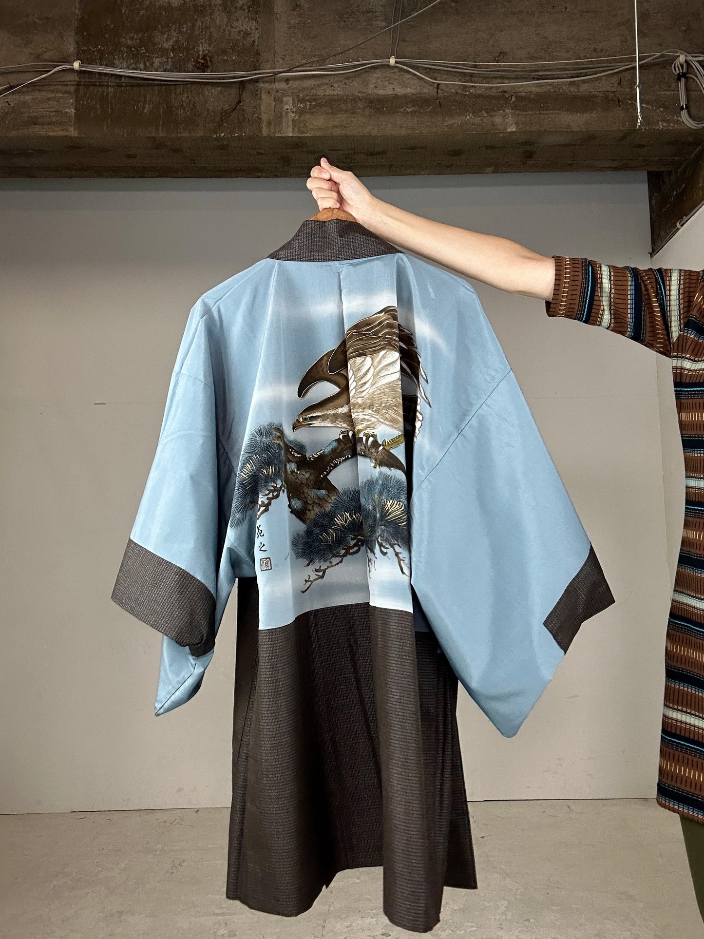 VINTAGE KAWAII HAORI oversized  "Tsumugi eagle"