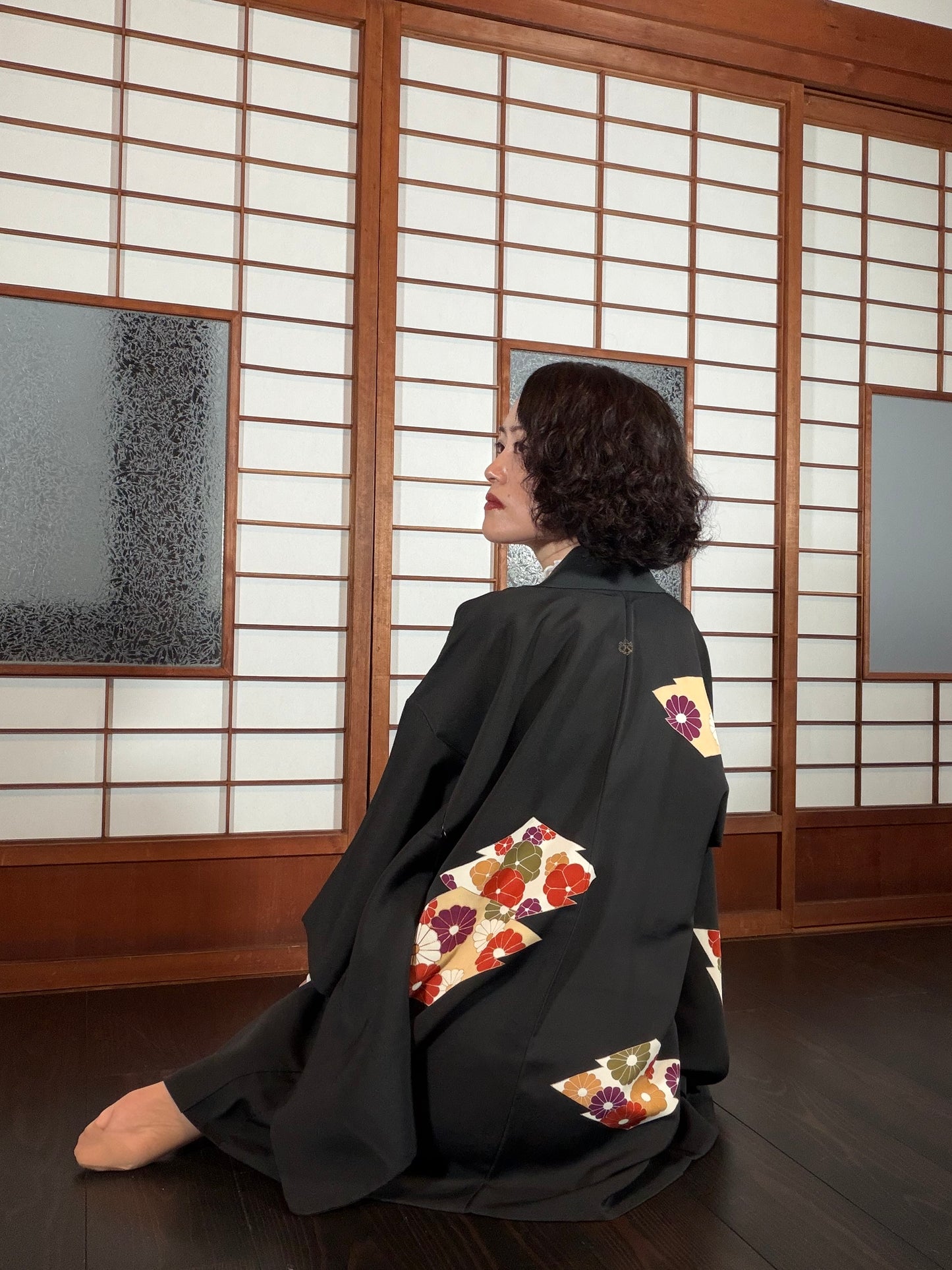 VINTAGE BLACK HAORI  "hisi, hana, BLK202"