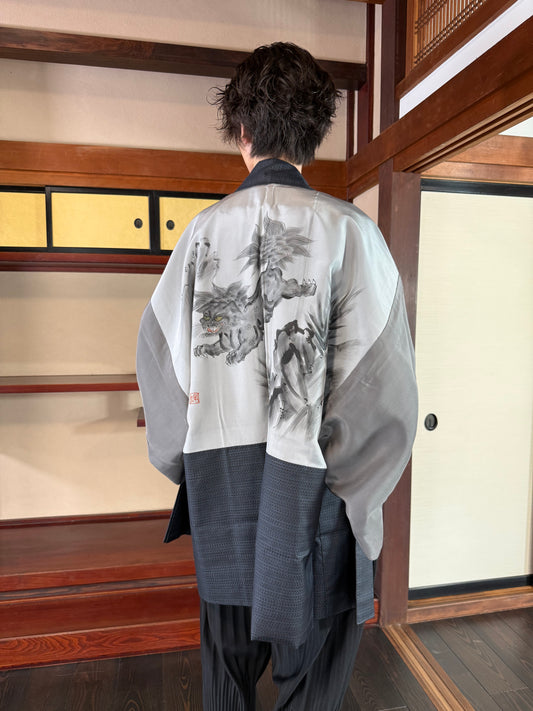 VINTAGE KAWAII HAORI oversized  "oshima, OSI206 "