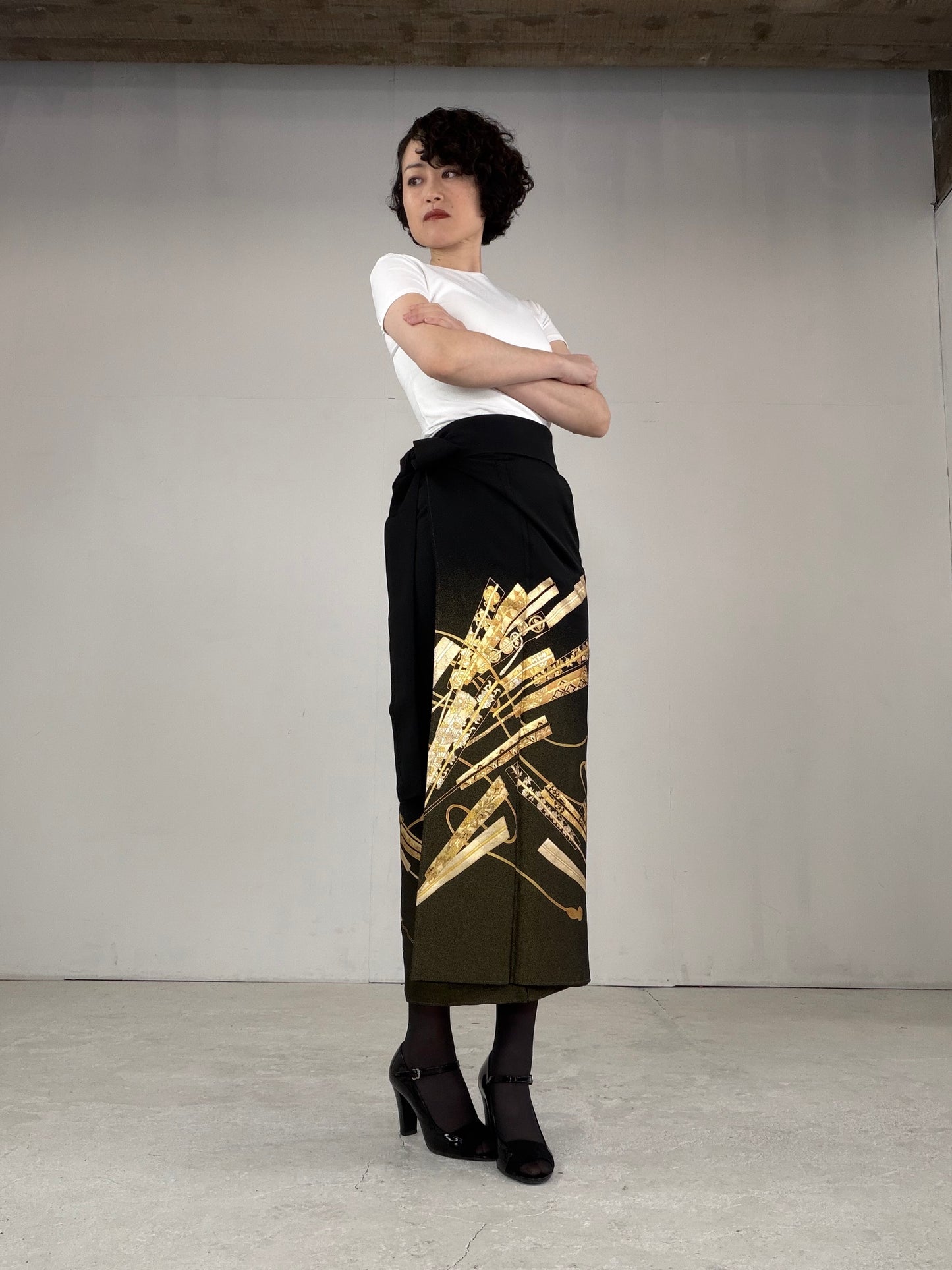 EDO-ZUMA SKIRT UPCYCLED FROM JAPANESE KIMONO "EDO029"