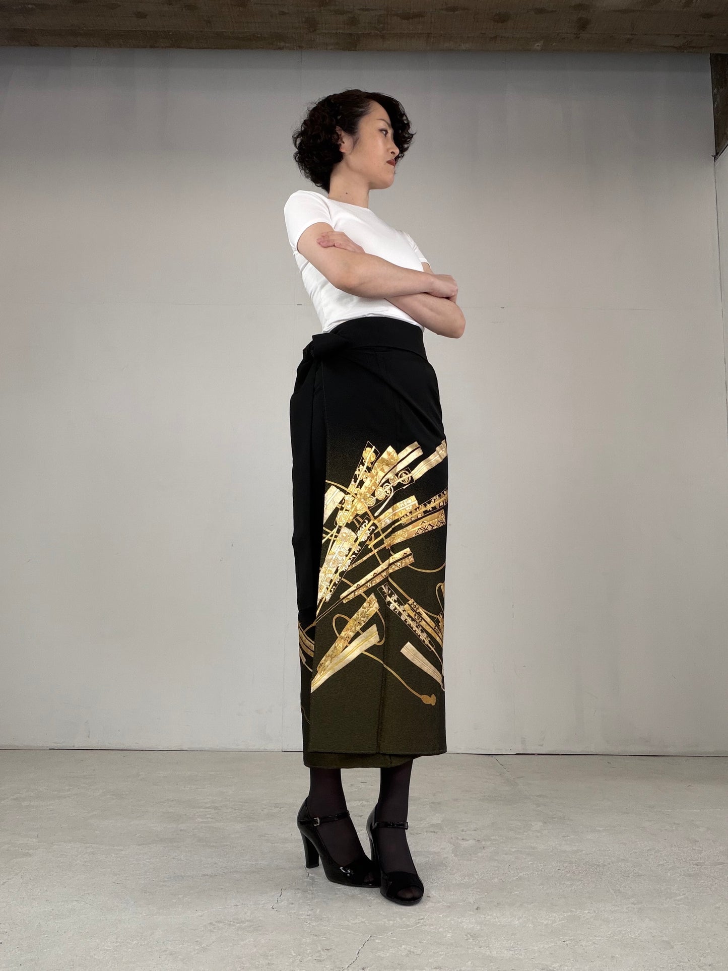 EDO-ZUMA SKIRT UPCYCLED FROM JAPANESE KIMONO "EDO029"