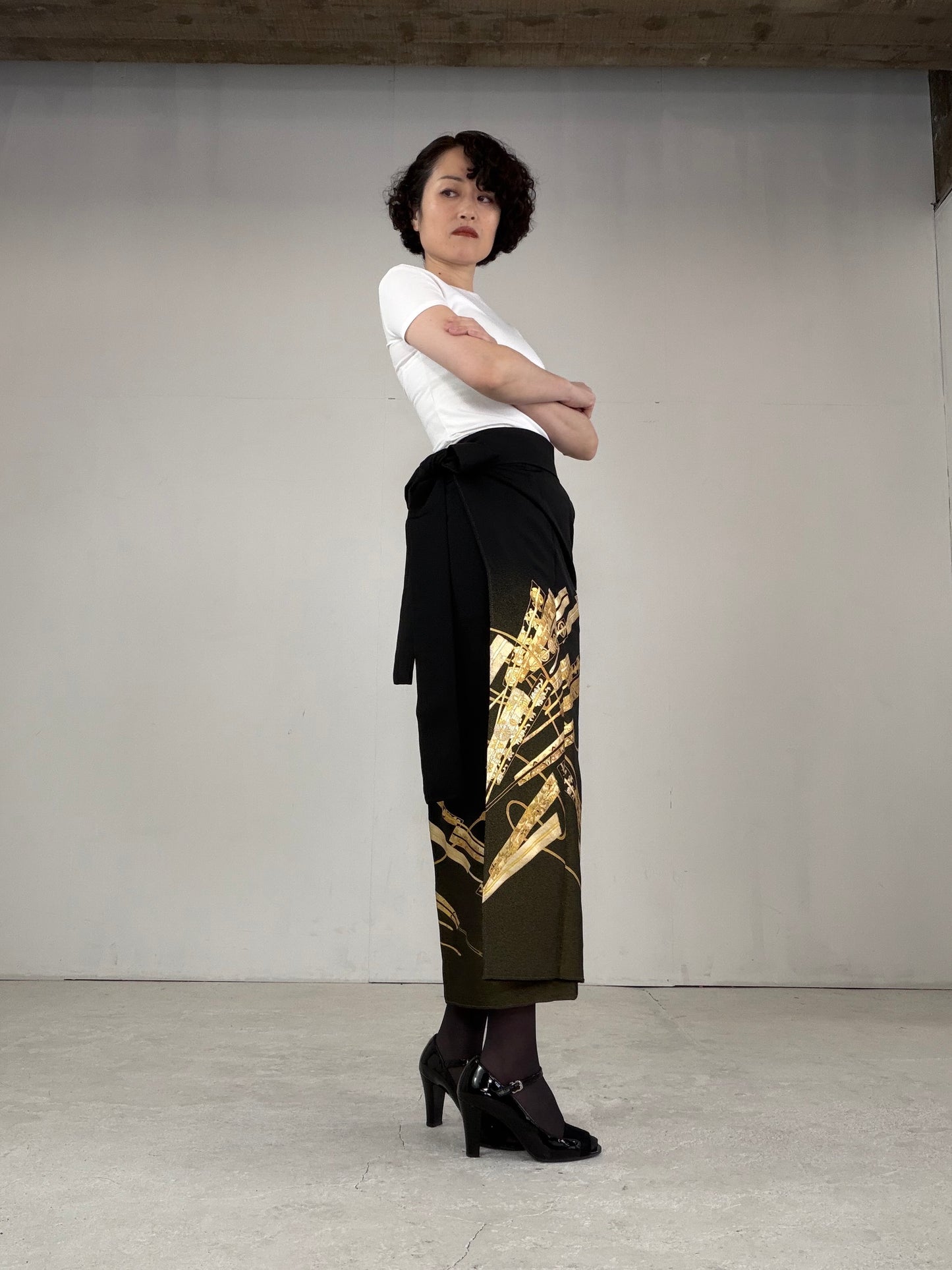 EDO-ZUMA SKIRT UPCYCLED FROM JAPANESE KIMONO "EDO029"