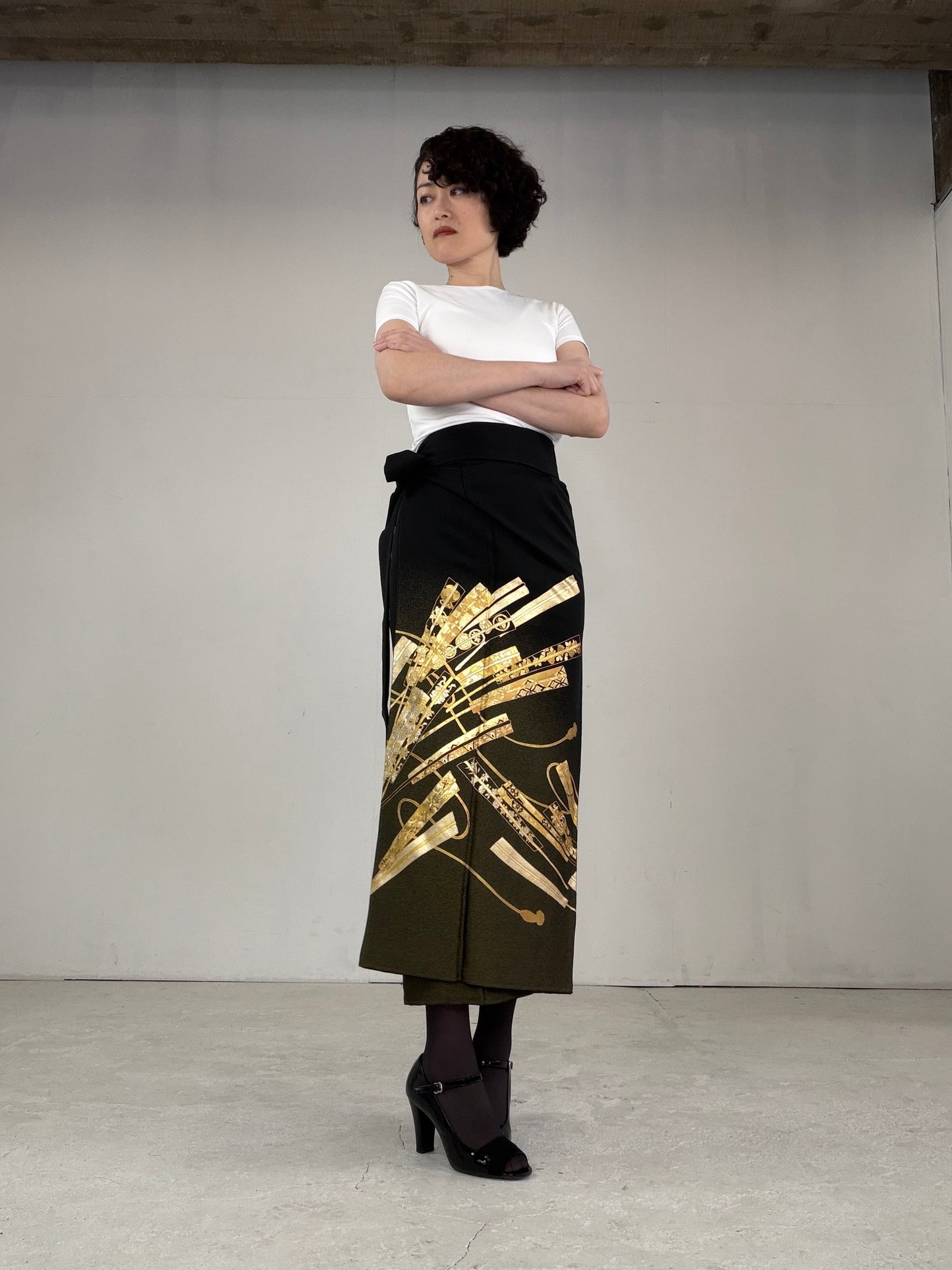 EDO-ZUMA SKIRT UPCYCLED FROM JAPANESE KIMONO "EDO029"