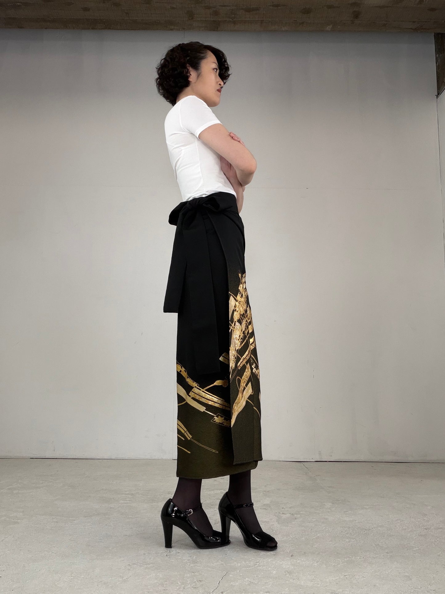 EDO-ZUMA SKIRT UPCYCLED FROM JAPANESE KIMONO "EDO029"