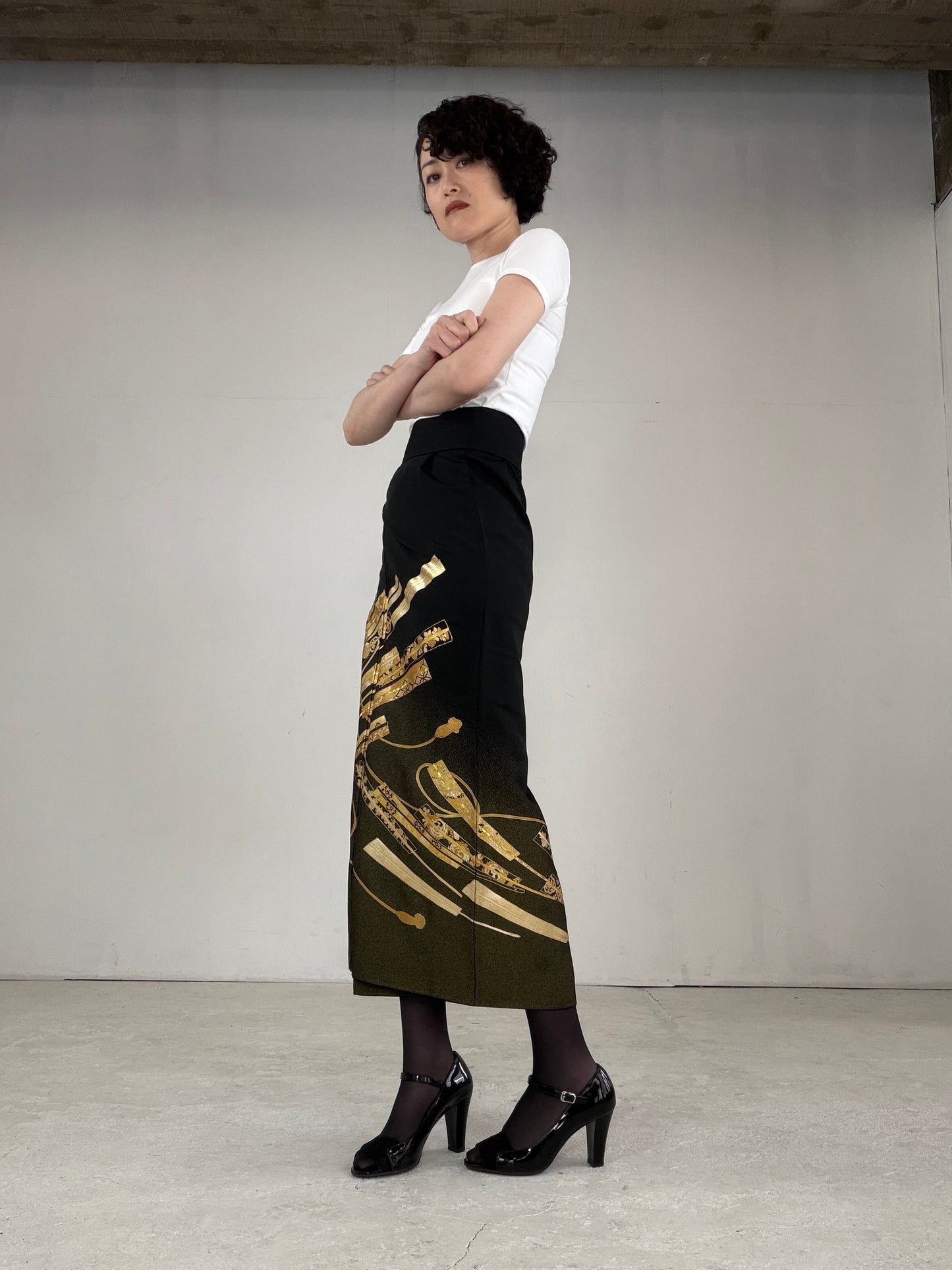 EDO-ZUMA SKIRT UPCYCLED FROM JAPANESE KIMONO "EDO029"