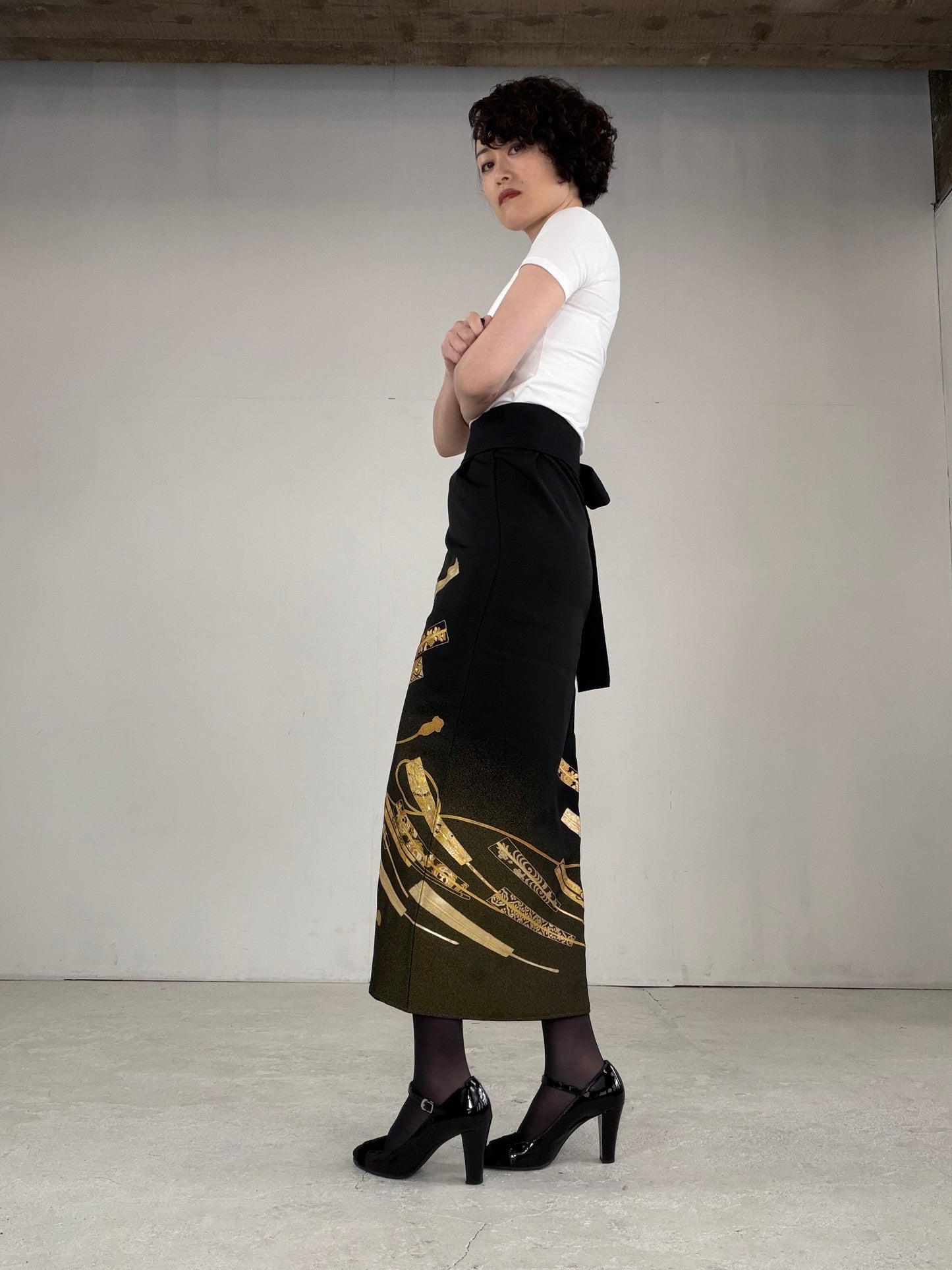EDO-ZUMA SKIRT UPCYCLED FROM JAPANESE KIMONO "EDO029"