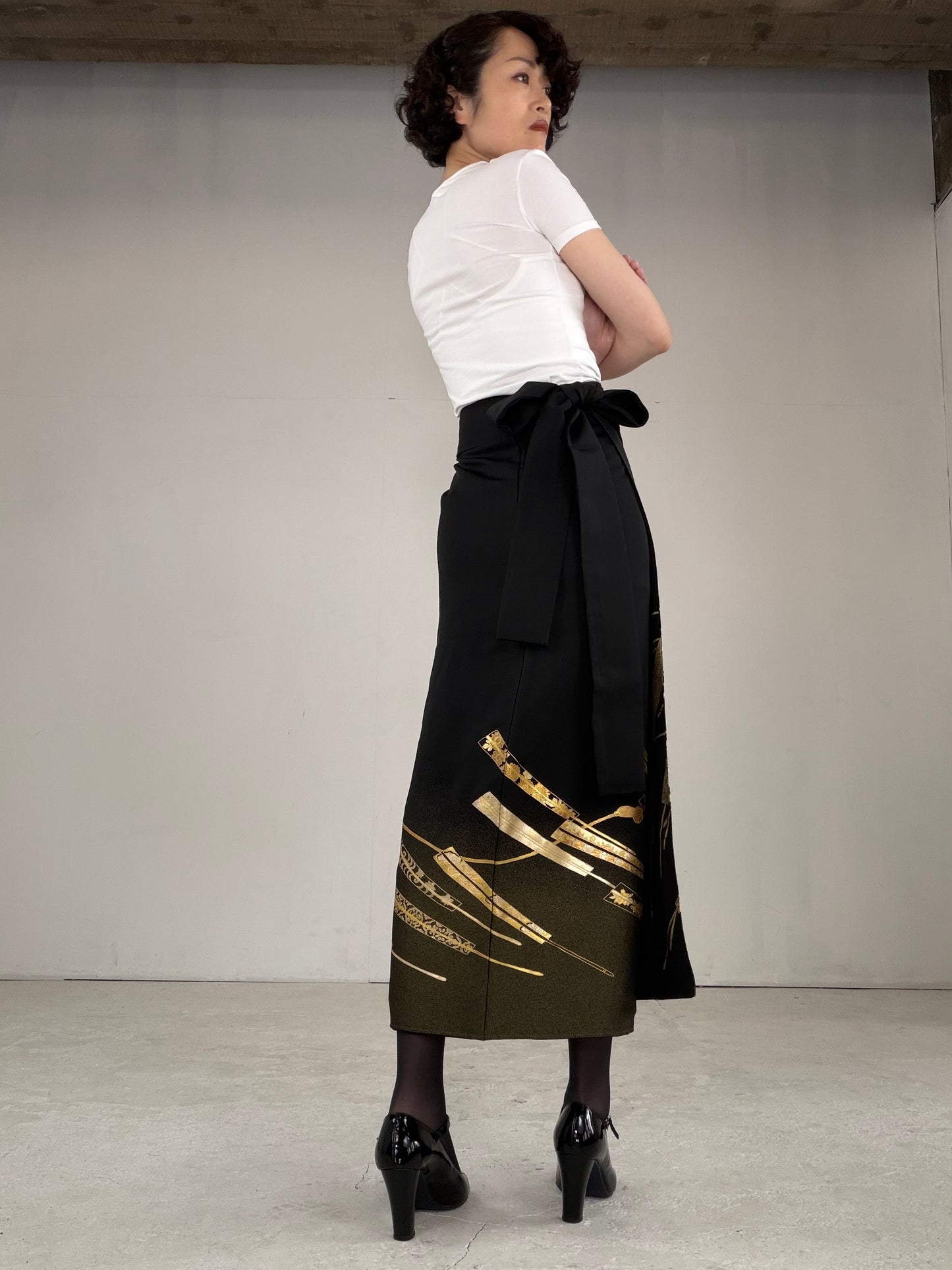 EDO-ZUMA SKIRT UPCYCLED FROM JAPANESE KIMONO "EDO029"
