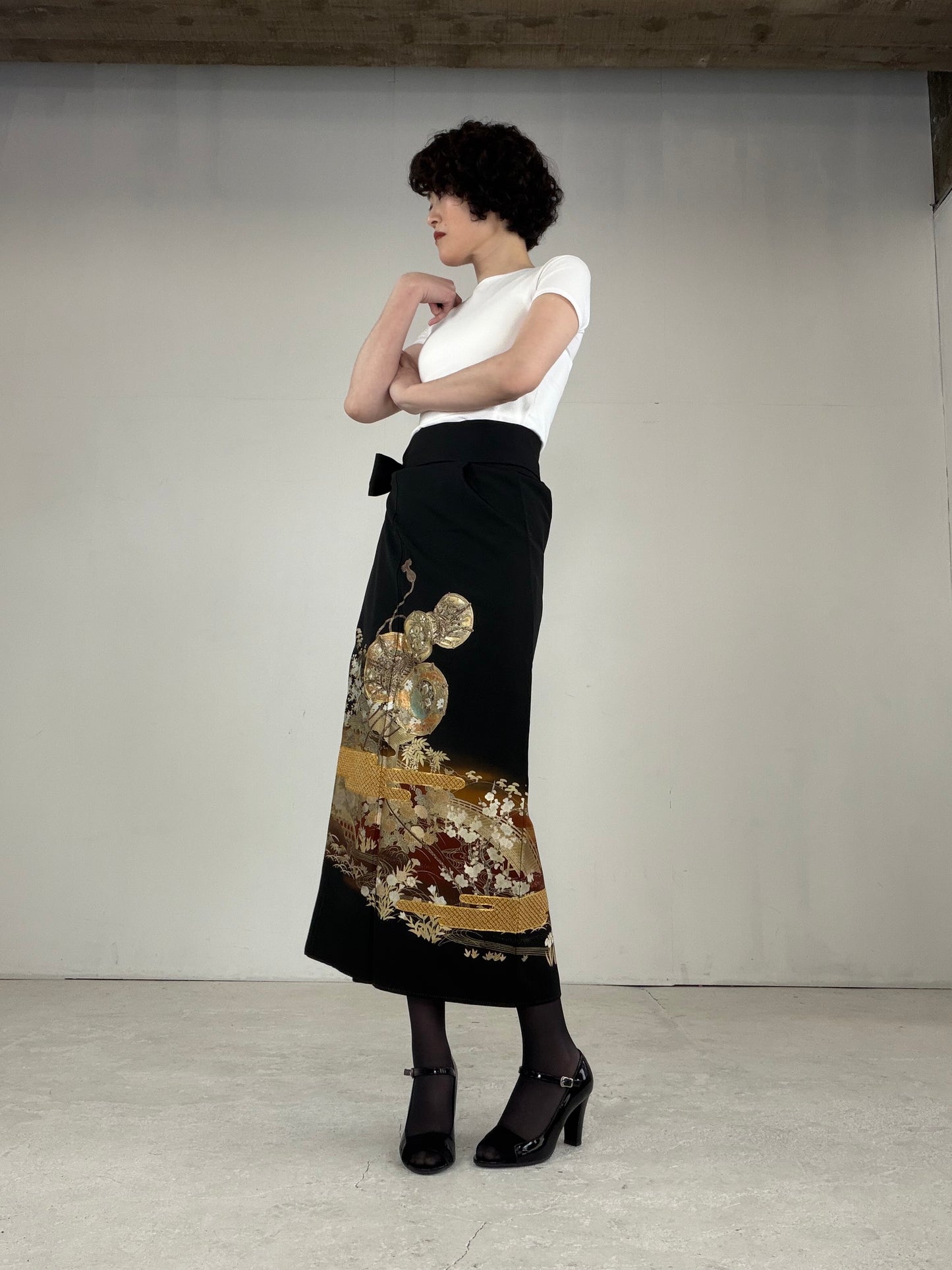 EDO-ZUMA SKIRT UPCYCLED FROM JAPANESE KIMONO "EDO031"