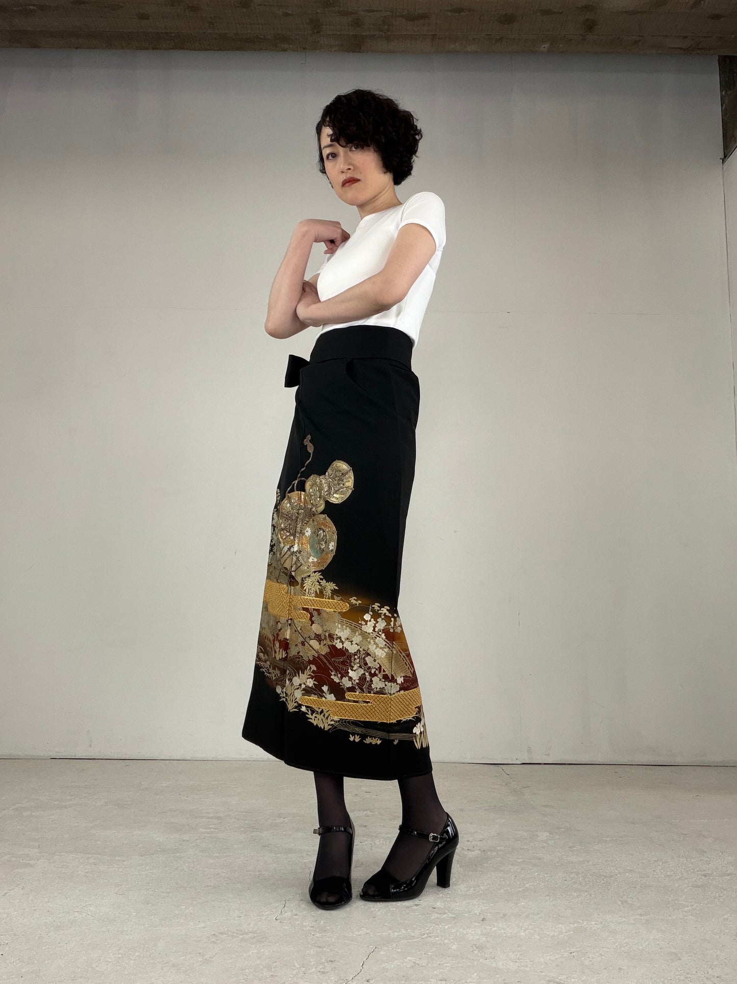 EDO-ZUMA SKIRT UPCYCLED FROM JAPANESE KIMONO "EDO031"