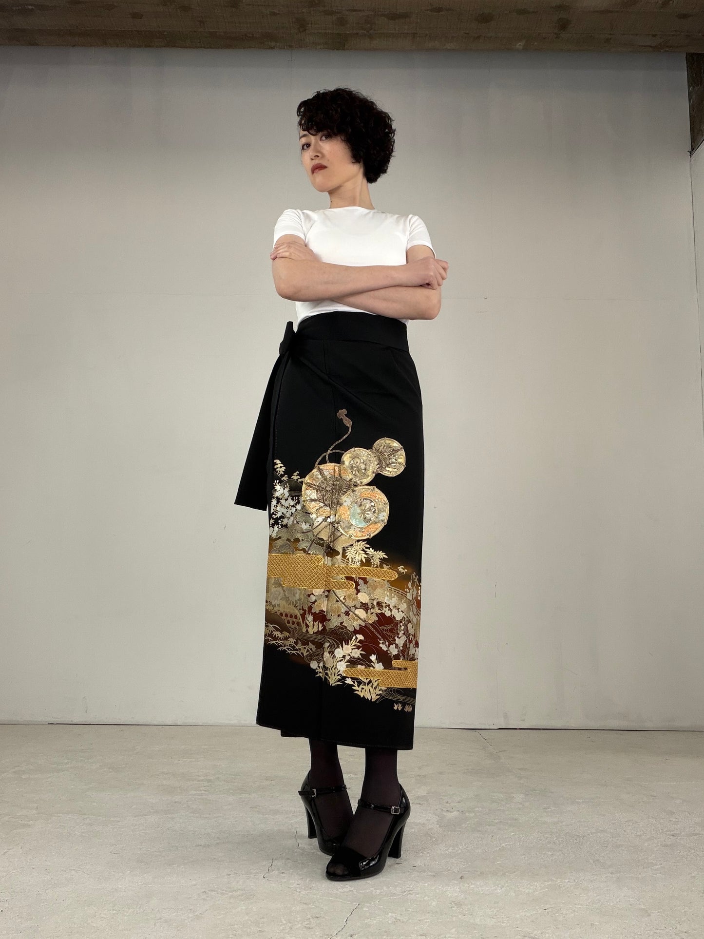 EDO-ZUMA SKIRT UPCYCLED FROM JAPANESE KIMONO "EDO031"