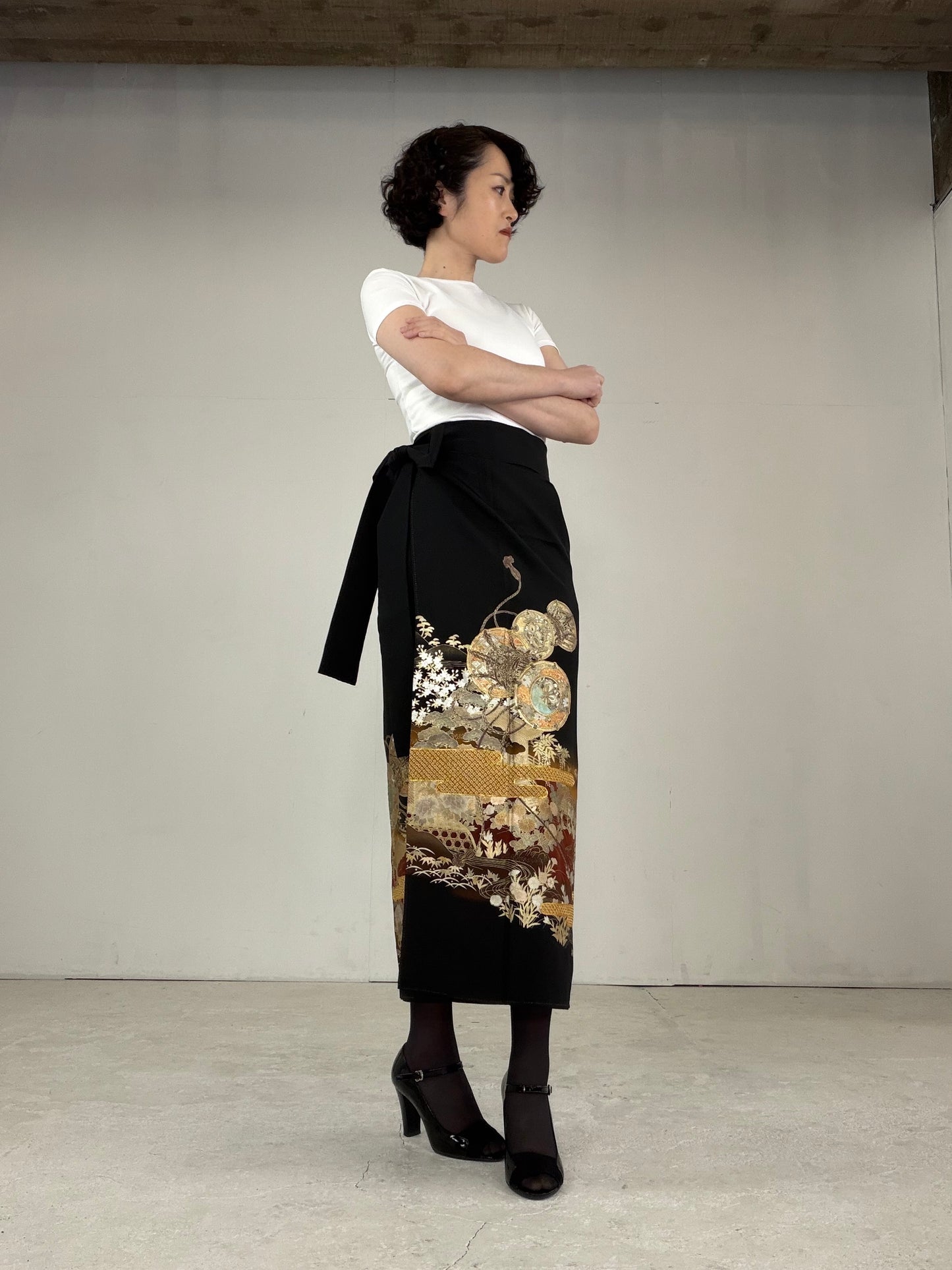 EDO-ZUMA SKIRT UPCYCLED FROM JAPANESE KIMONO "EDO031"