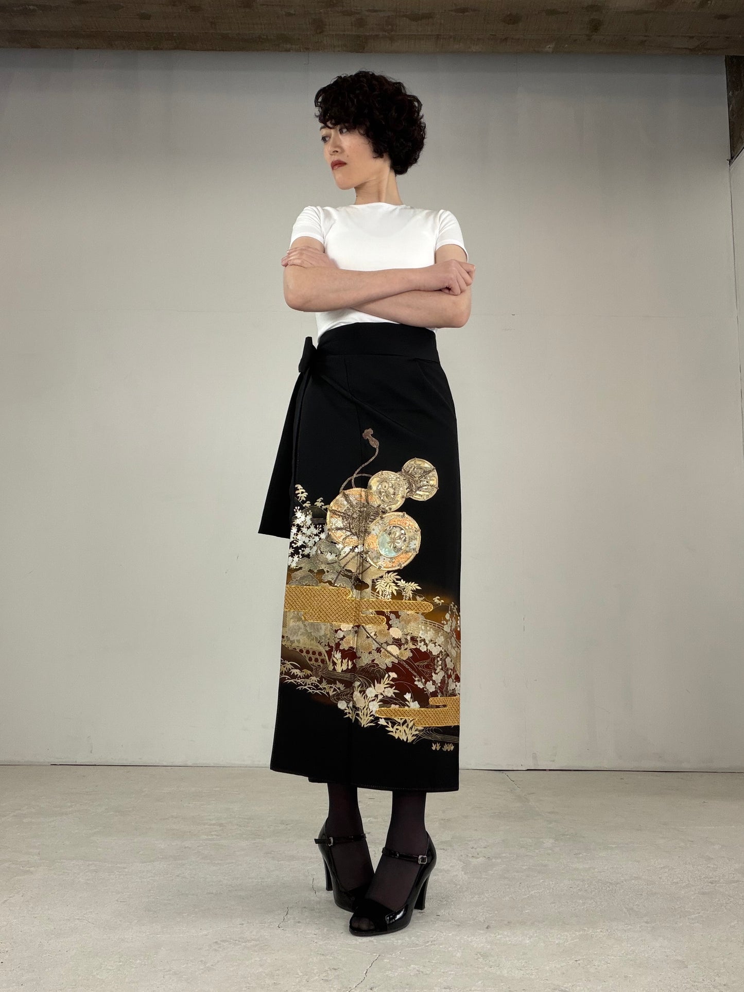 EDO-ZUMA SKIRT UPCYCLED FROM JAPANESE KIMONO "EDO031"