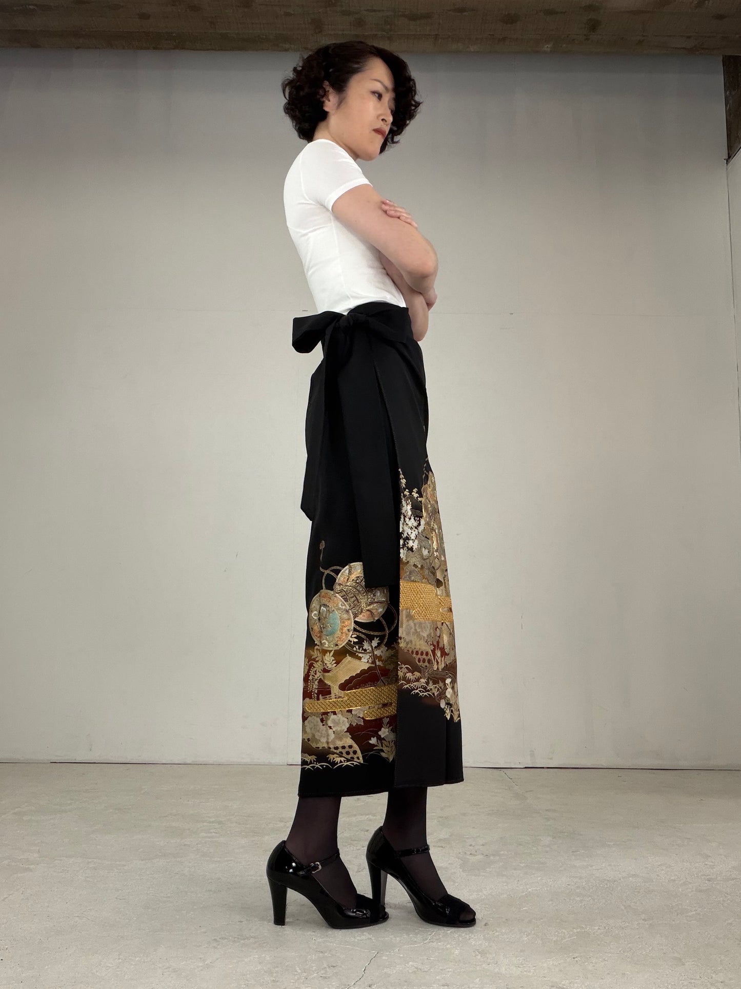 EDO-ZUMA SKIRT UPCYCLED FROM JAPANESE KIMONO "EDO031"
