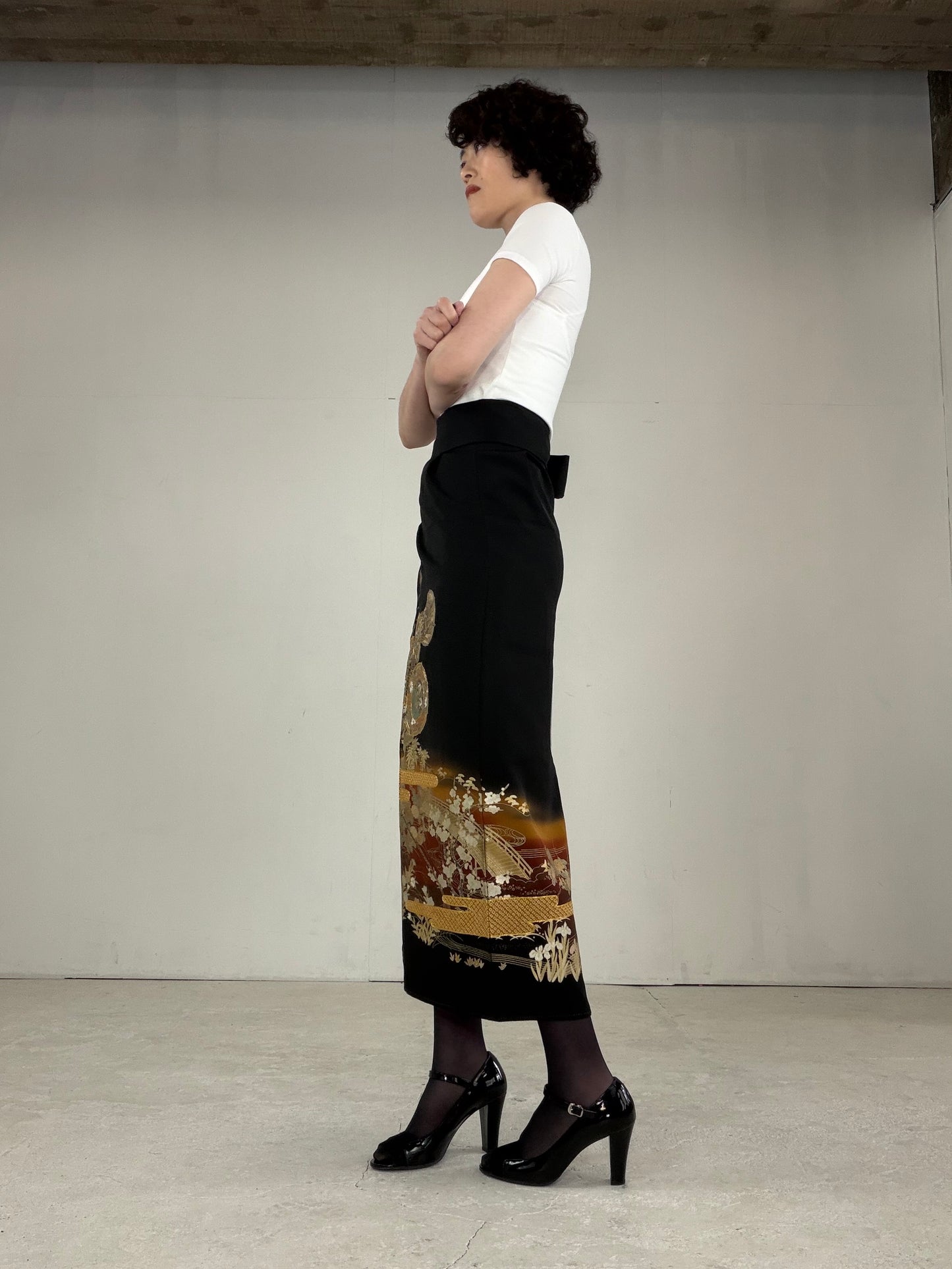 EDO-ZUMA SKIRT UPCYCLED FROM JAPANESE KIMONO "EDO031"