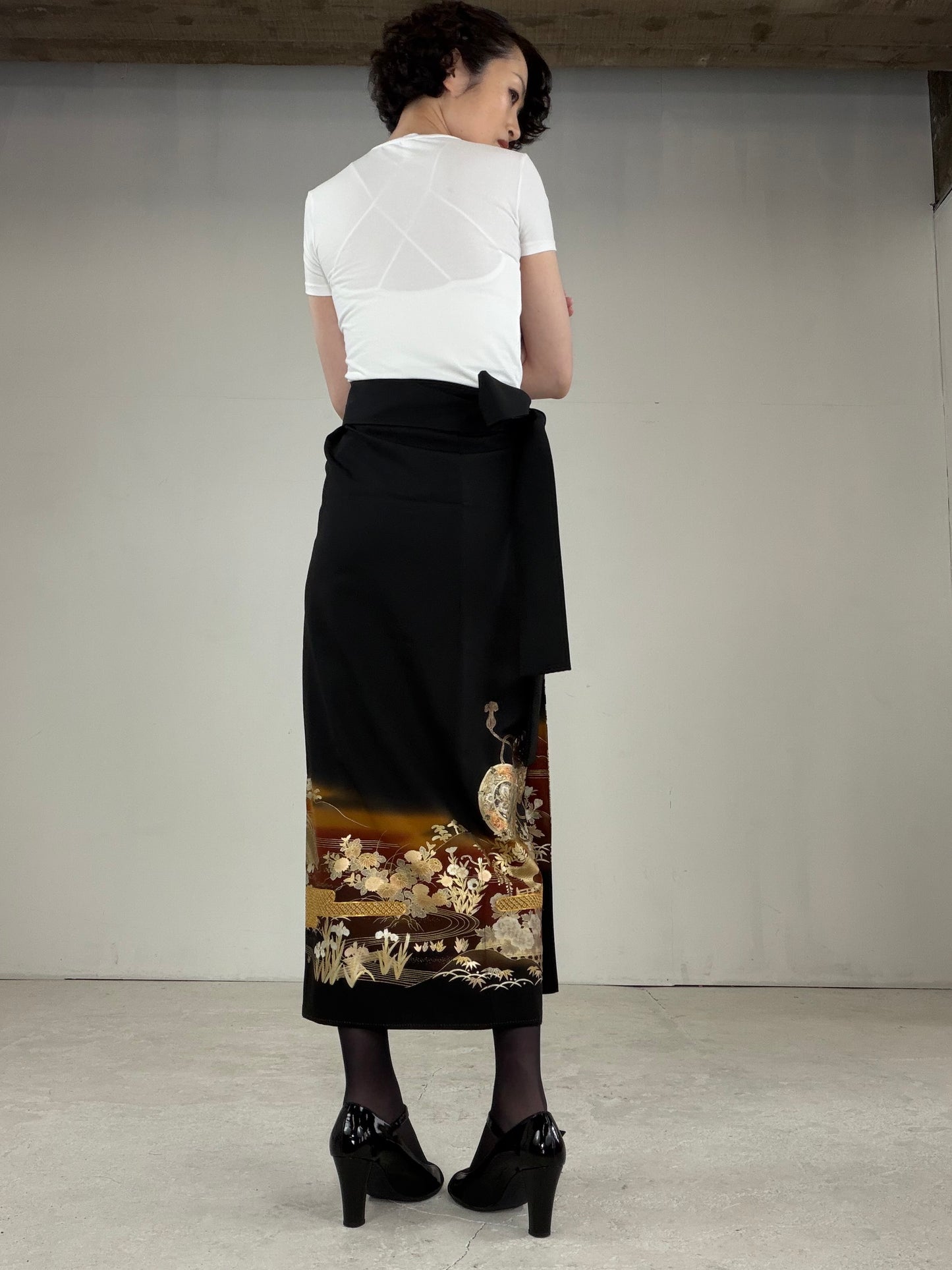 EDO-ZUMA SKIRT UPCYCLED FROM JAPANESE KIMONO "EDO031"