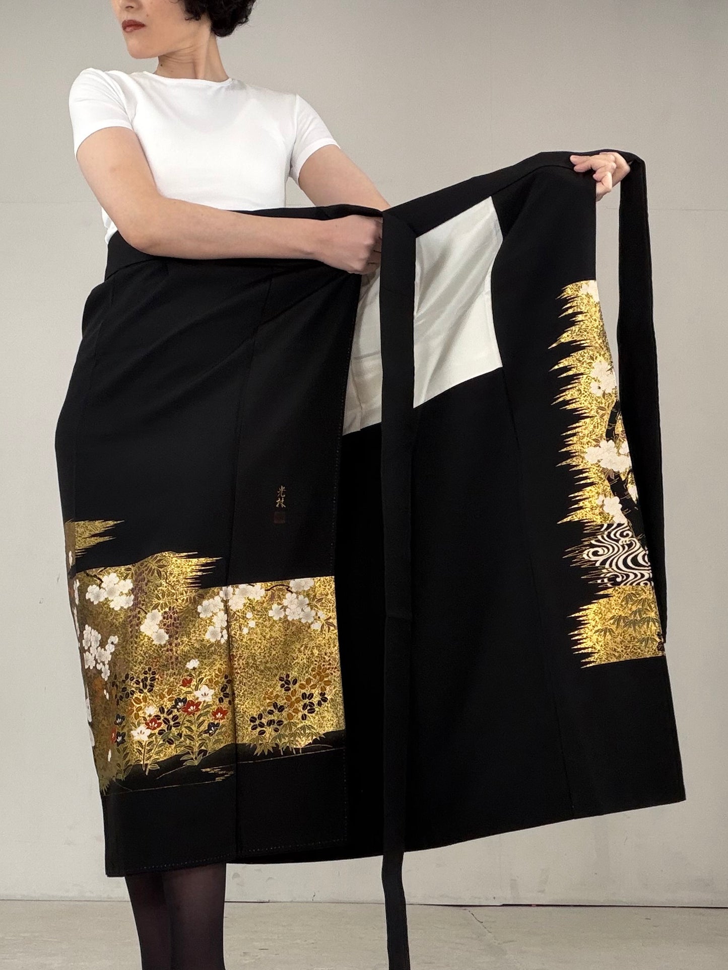 EDO-ZUMA SKIRT UPCYCLED FROM JAPANESE KIMONO "EDO030"