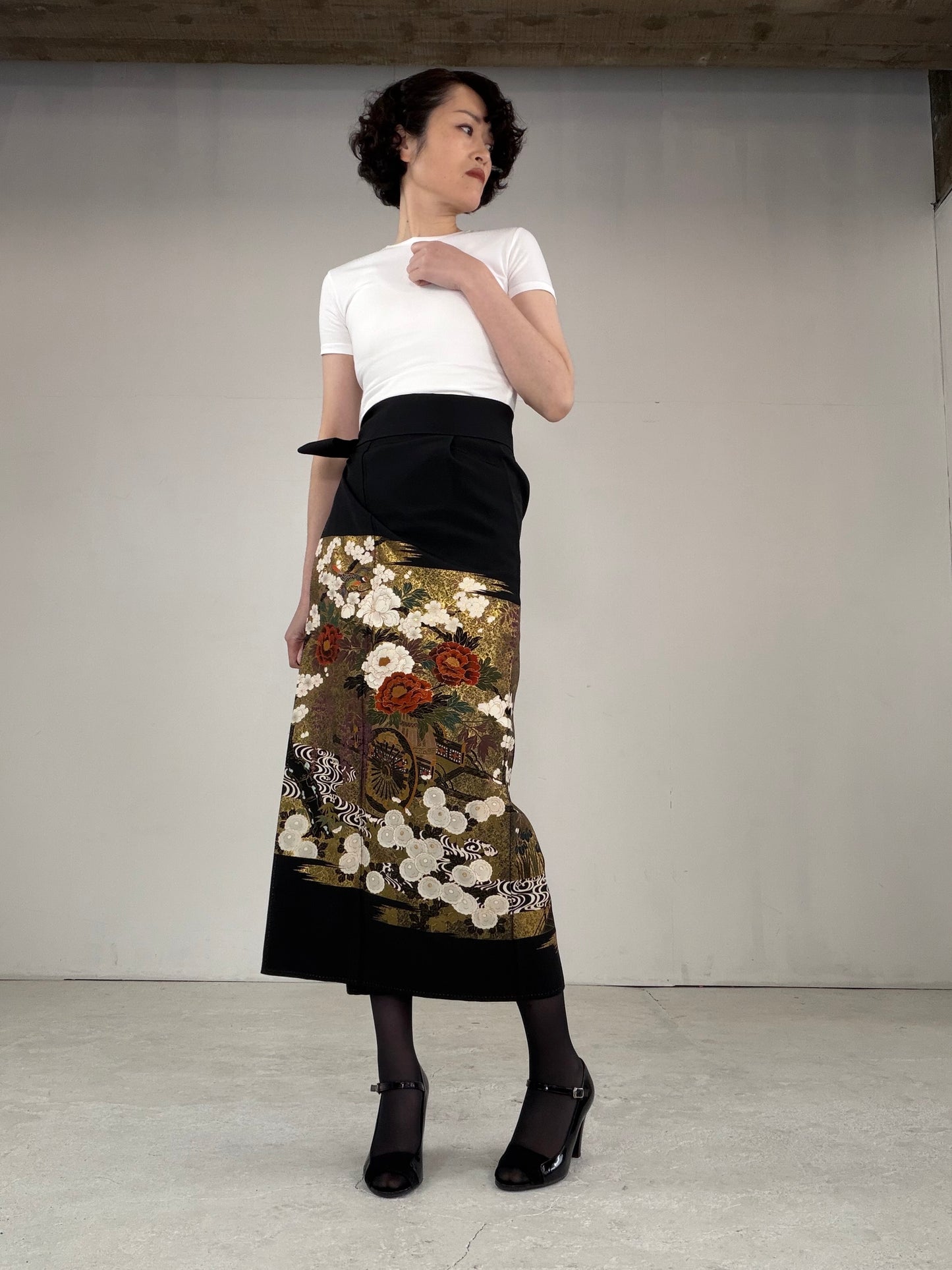 EDO-ZUMA SKIRT UPCYCLED FROM JAPANESE KIMONO "EDO030"