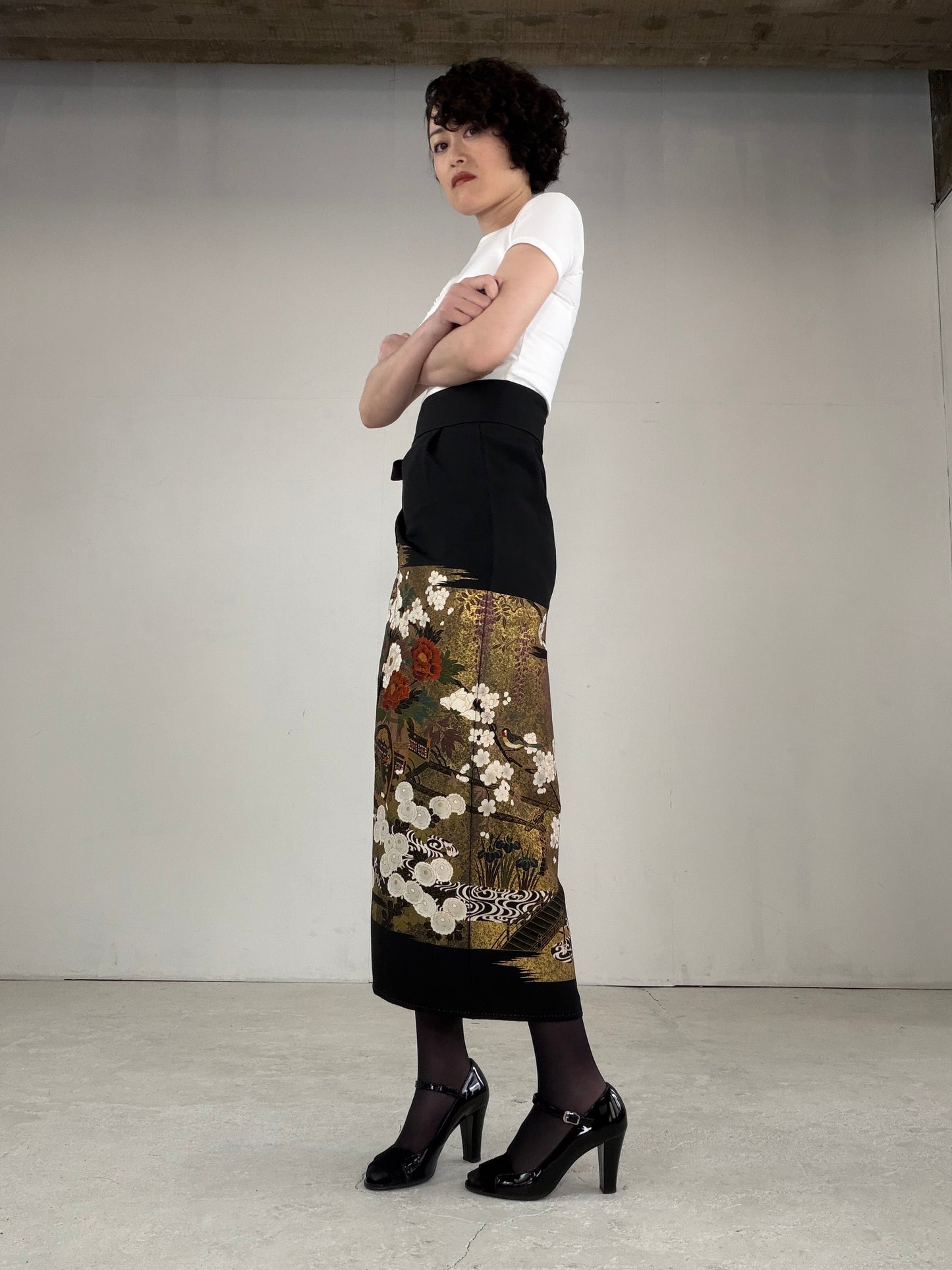 EDO-ZUMA SKIRT UPCYCLED FROM JAPANESE KIMONO "EDO030"