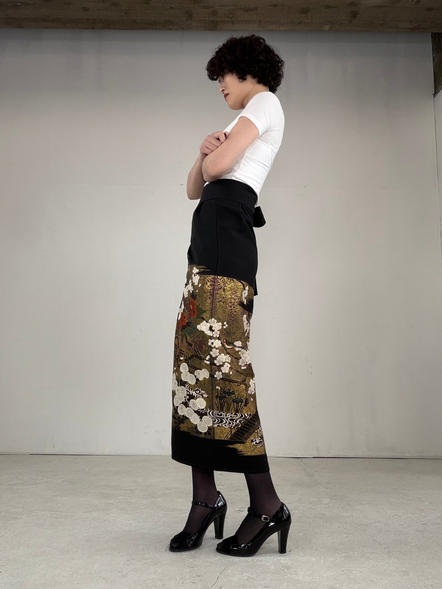 EDO-ZUMA SKIRT UPCYCLED FROM JAPANESE KIMONO "EDO030"
