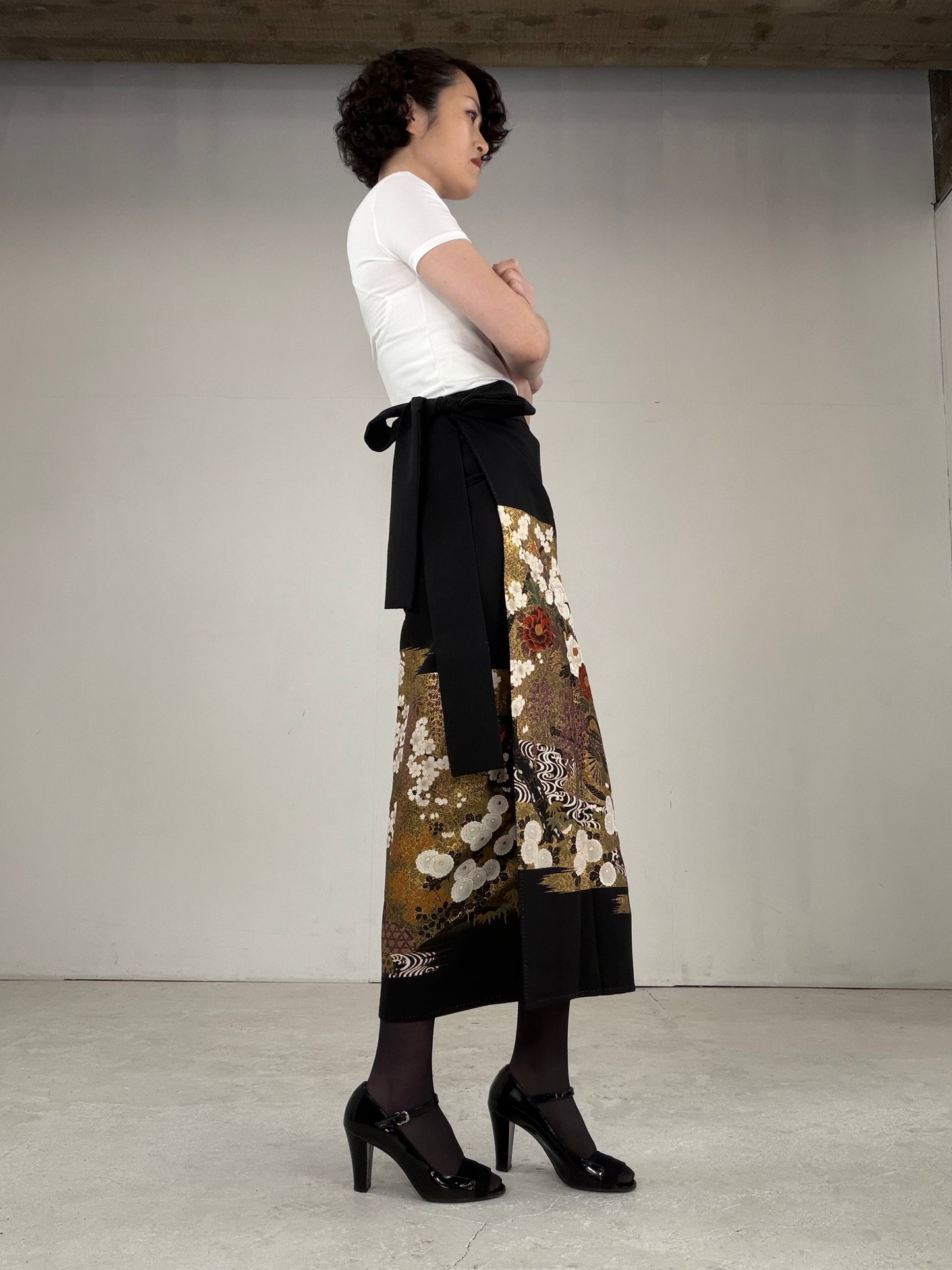 EDO-ZUMA SKIRT UPCYCLED FROM JAPANESE KIMONO "EDO030"