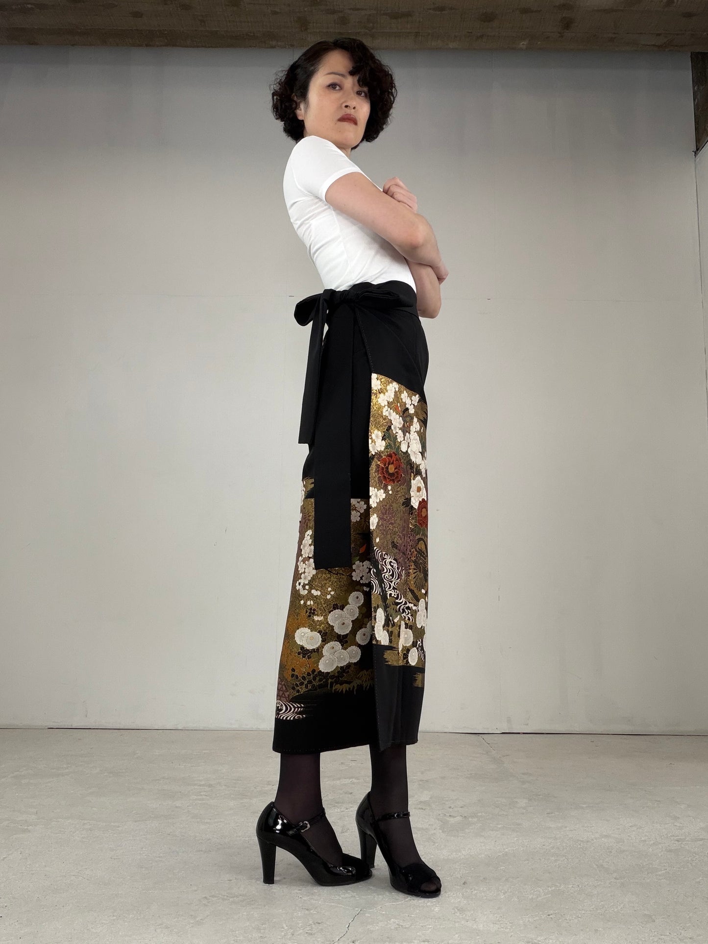 EDO-ZUMA SKIRT UPCYCLED FROM JAPANESE KIMONO "EDO030"
