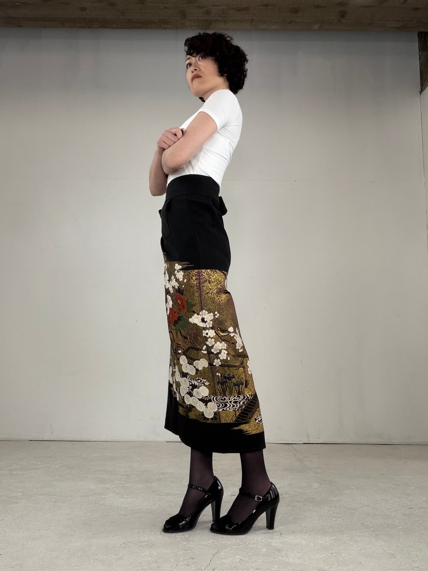 EDO-ZUMA SKIRT UPCYCLED FROM JAPANESE KIMONO "EDO030"
