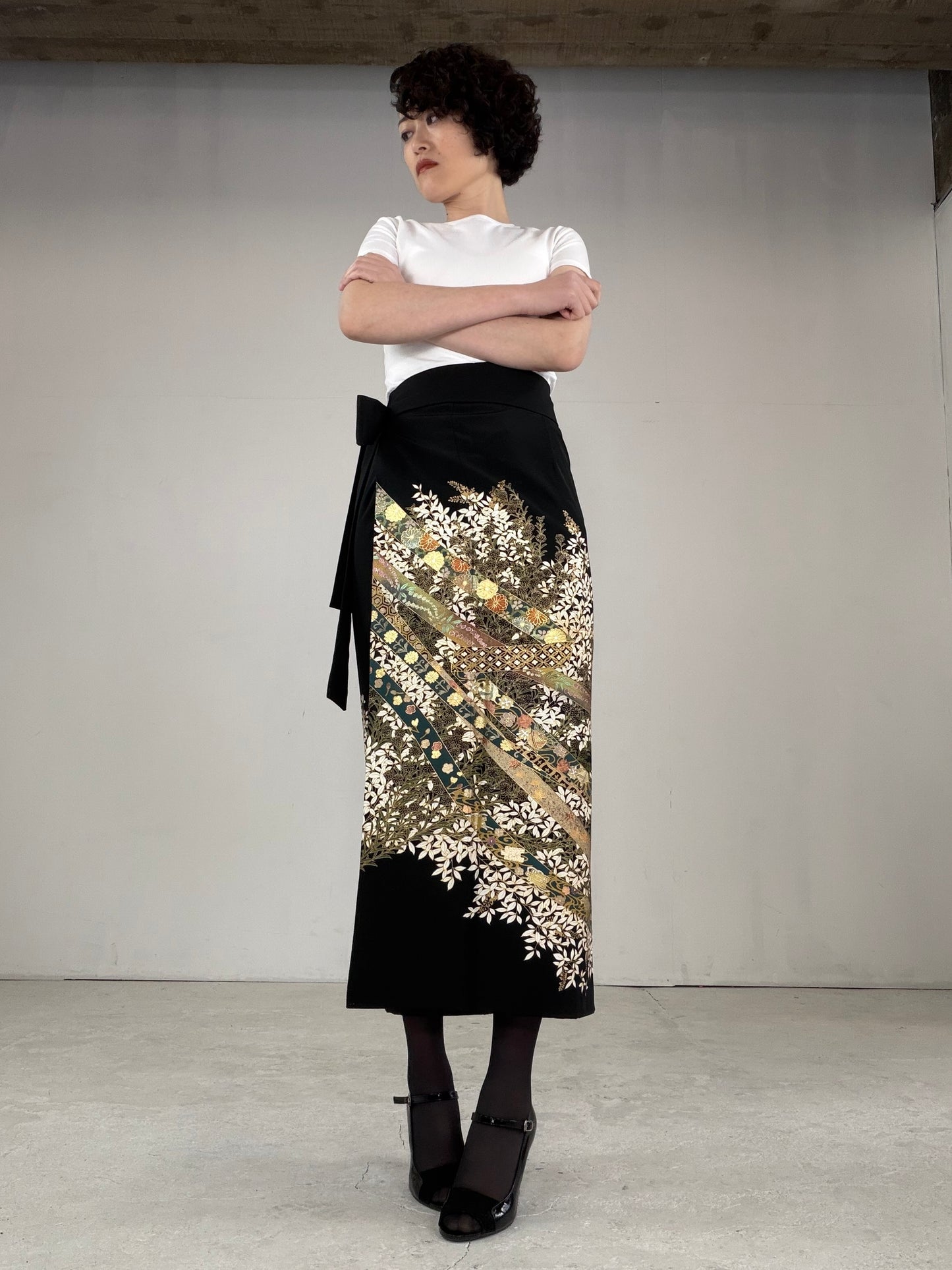 EDO-ZUMA SKIRT UPCYCLED FROM JAPANESE KIMONO "EDO034"