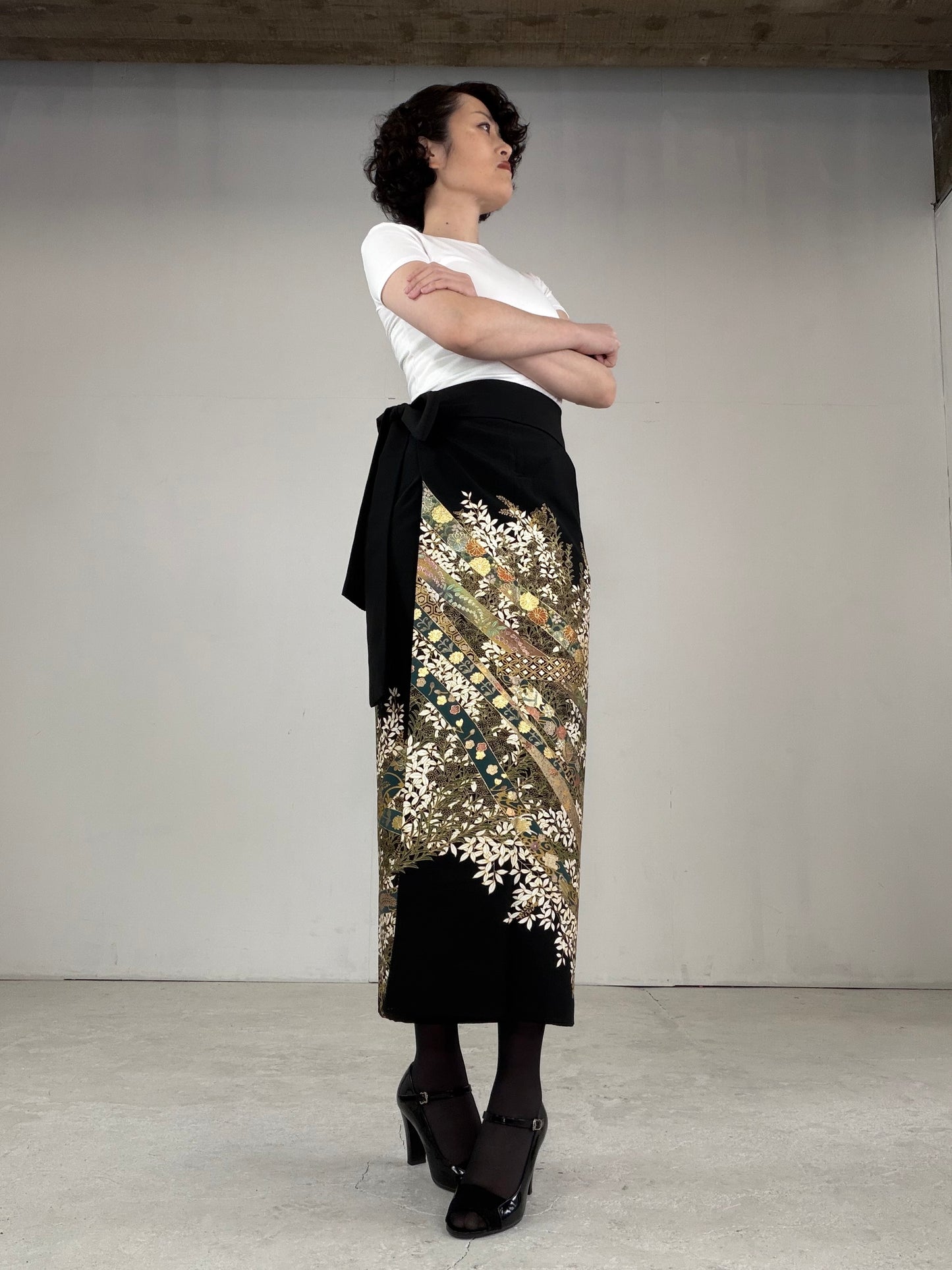 EDO-ZUMA SKIRT UPCYCLED FROM JAPANESE KIMONO "EDO034"