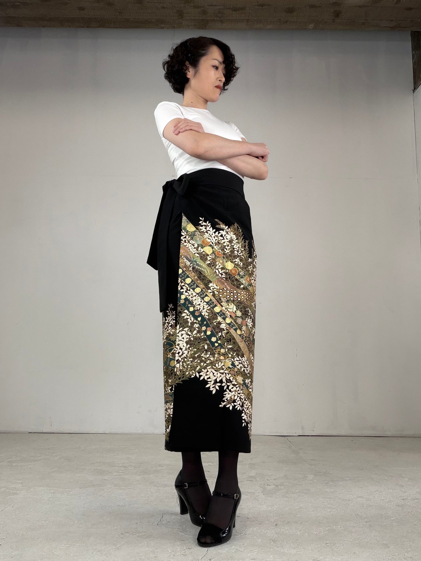EDO-ZUMA SKIRT UPCYCLED FROM JAPANESE KIMONO "EDO034"