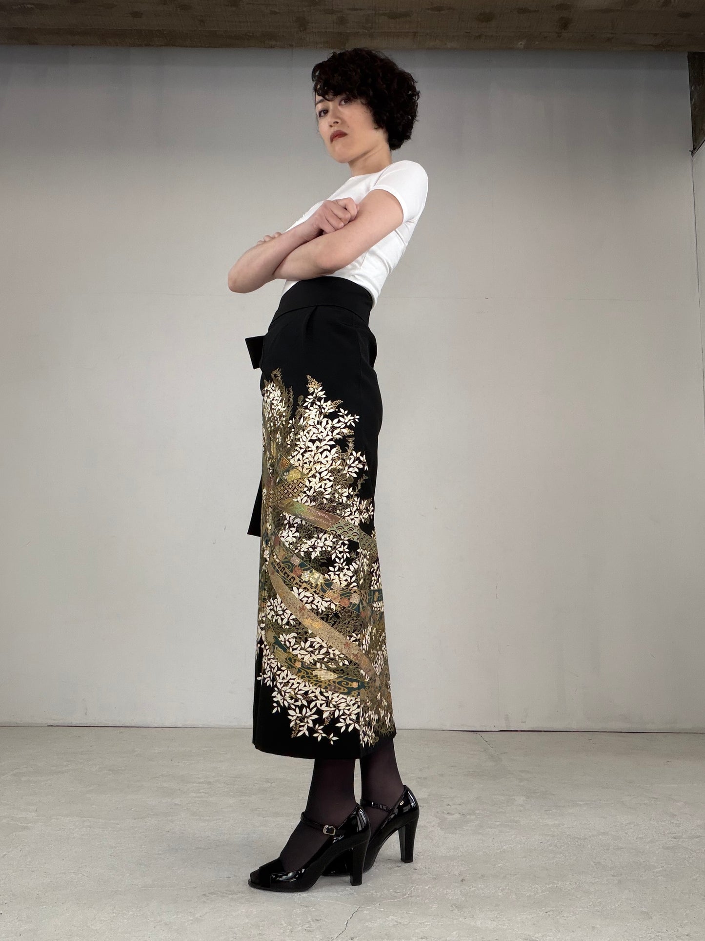 EDO-ZUMA SKIRT UPCYCLED FROM JAPANESE KIMONO "EDO034"