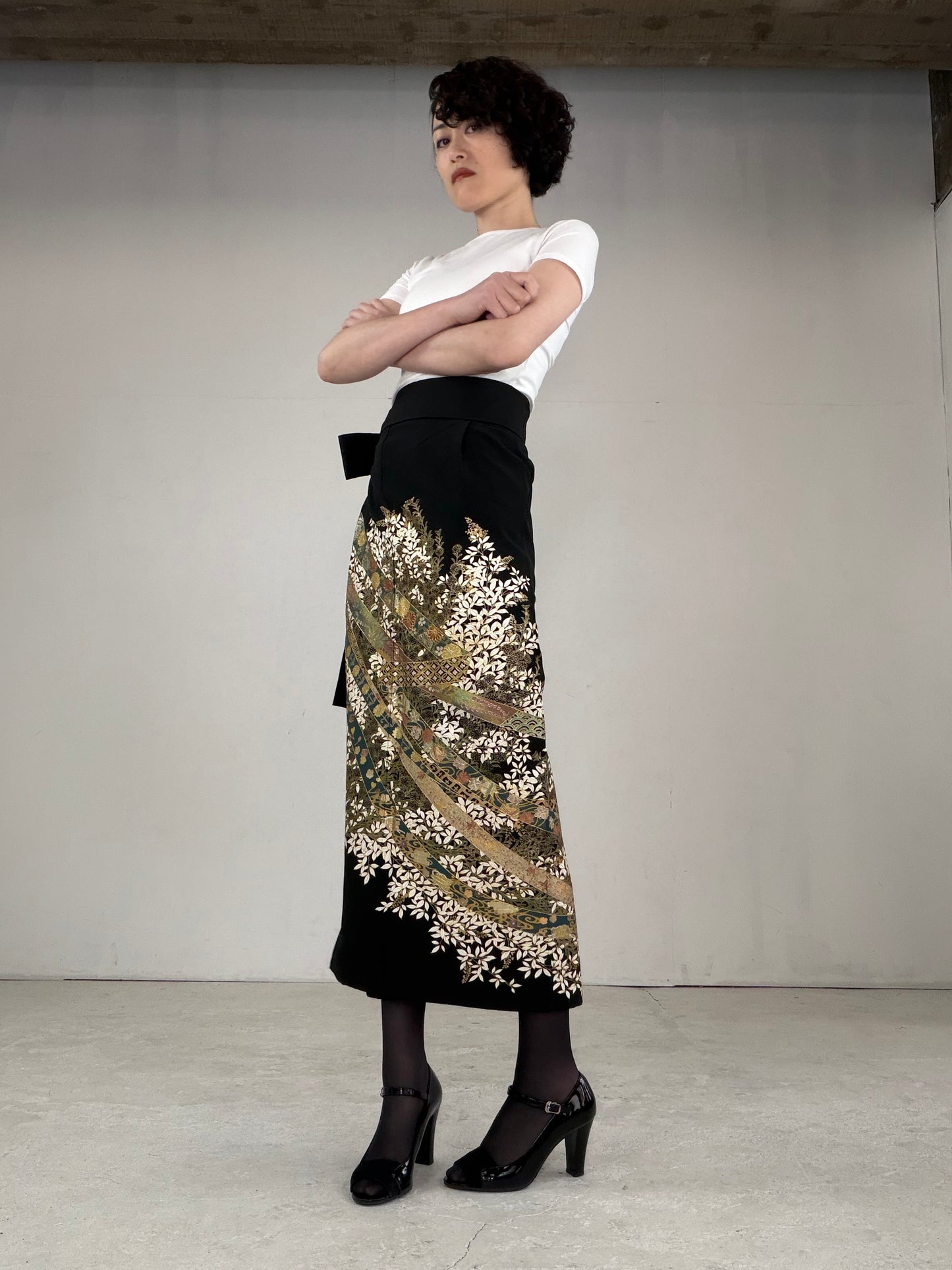 EDO-ZUMA SKIRT UPCYCLED FROM JAPANESE KIMONO "EDO034"