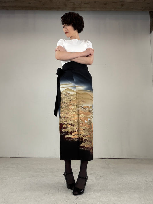 EDO-ZUMA SKIRT UPCYCLED FROM JAPANESE KIMONO "EDO035"