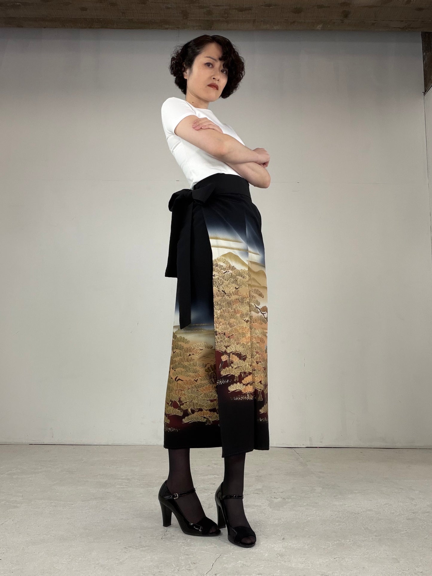 EDO-ZUMA SKIRT UPCYCLED FROM JAPANESE KIMONO "EDO035"