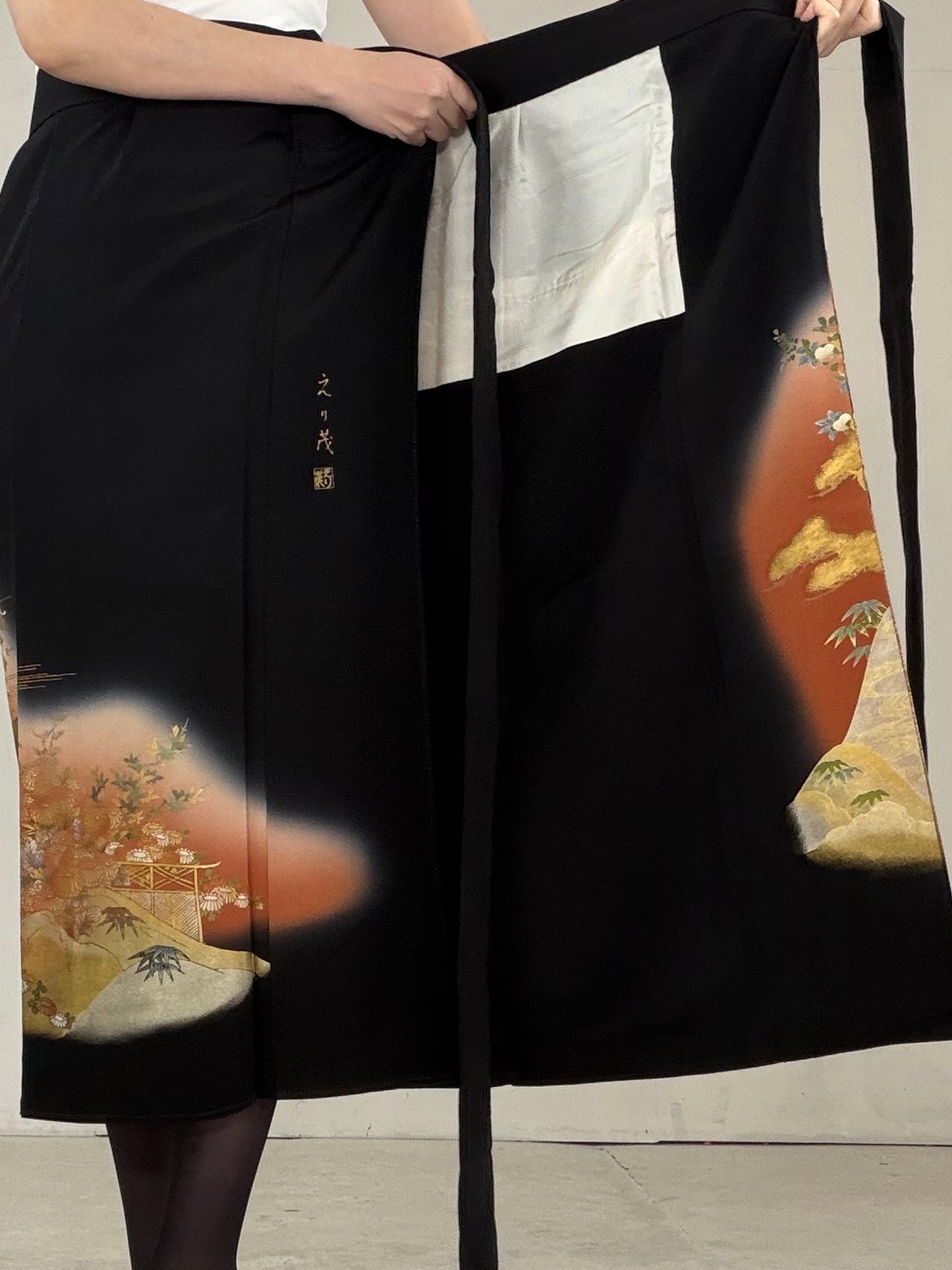 EDO-ZUMA SKIRT UPCYCLED FROM JAPANESE KIMONO "EDO028"