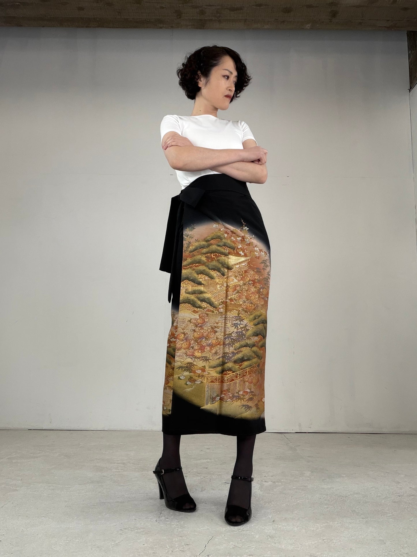 EDO-ZUMA SKIRT UPCYCLED FROM JAPANESE KIMONO "EDO028"