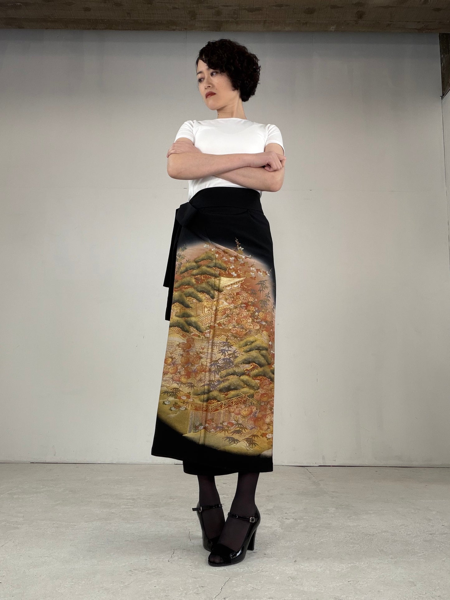 EDO-ZUMA SKIRT UPCYCLED FROM JAPANESE KIMONO "EDO028"